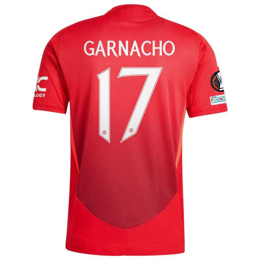 Authentic Adidas Manchester United 24/25 Home Jersey - Alejandro Garnacho Europa League Edition (Red/Bright Red) - Perfect for Match Days, Fan Events & Soccer Enthusiasts