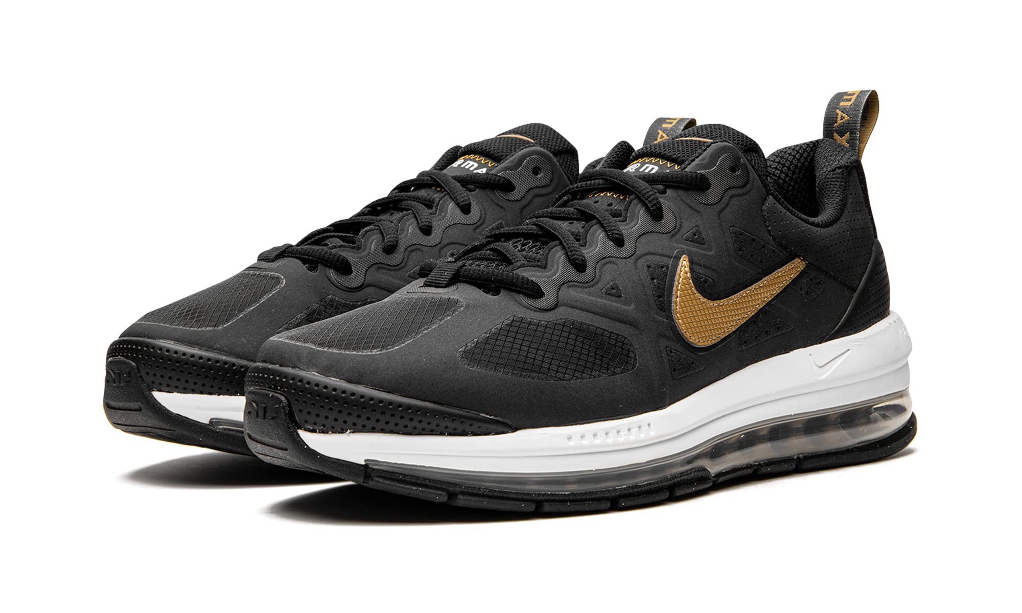 Nike Men's Air Max Genome Running Shoes - Black/White/Metallic Gold - Size 9 | Lightweight Cushioned Sneakers for Jogging, Gym Workouts & Everyday Wear