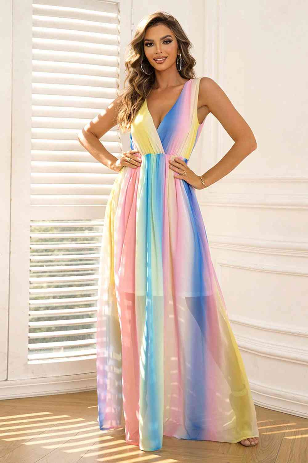 Rainbow Resort Maxi Dress - Flowy Summer Beach Cover Up, Boho Vacation Sundress for Women | Perfect for Pool Parties, Tropical Getaways & Beach Weddings