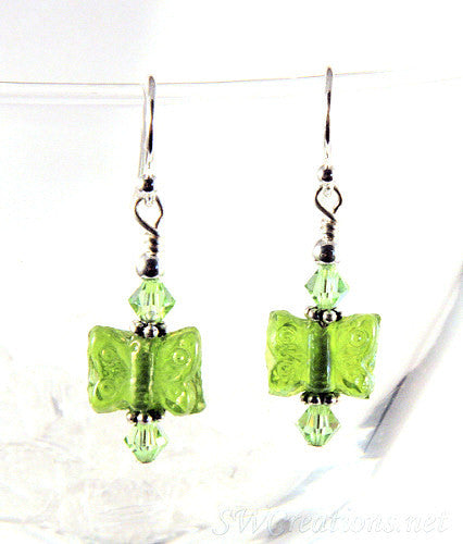 Stunning Peridot Crystal Butterfly Earrings for Women - Dainty Green Gemstone Jewelry for Everyday Wear, Gift Giving & Special Occasions