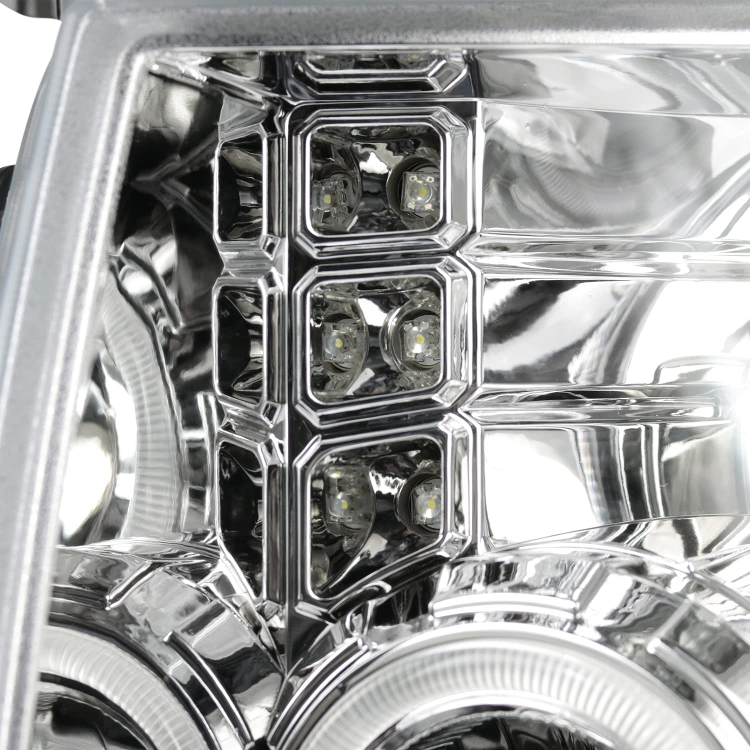 Spec-D Tuning Dual Halo Projector Headlights with Clear Full LED Tail Lights - Compatible with 2009-2012 Ford F150 (Left & Right Pair) - Headlamp Assembly for Enhanced Night Visibility & Stylish Look
