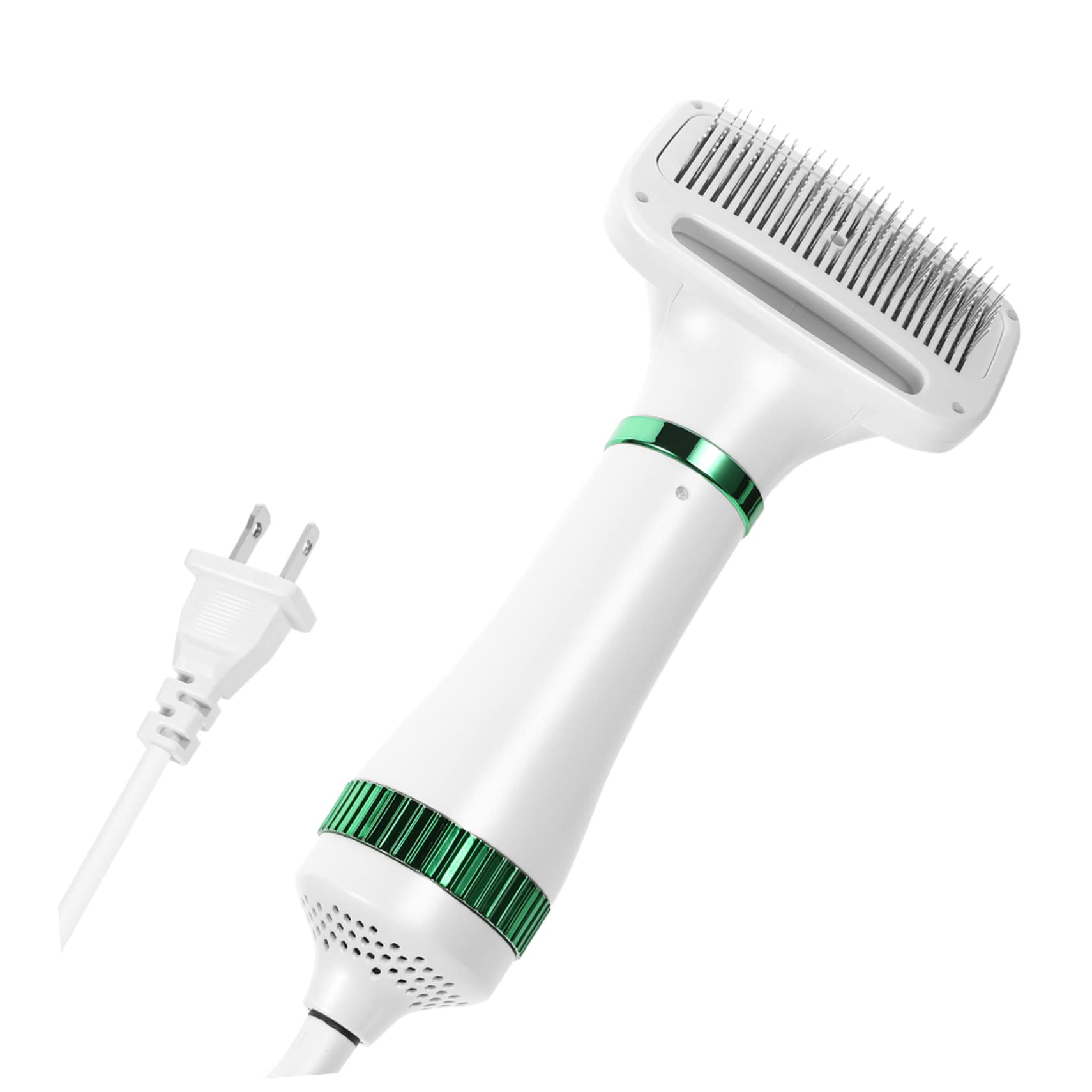 2-in-1 Pet Hair Comb & Blow Dryer - Dog Grooming Brush with Air Flow - White Plastic Dog Comb for Quick Drying & Detangling - Perfect for Home Pet Grooming & Professional Salon Use