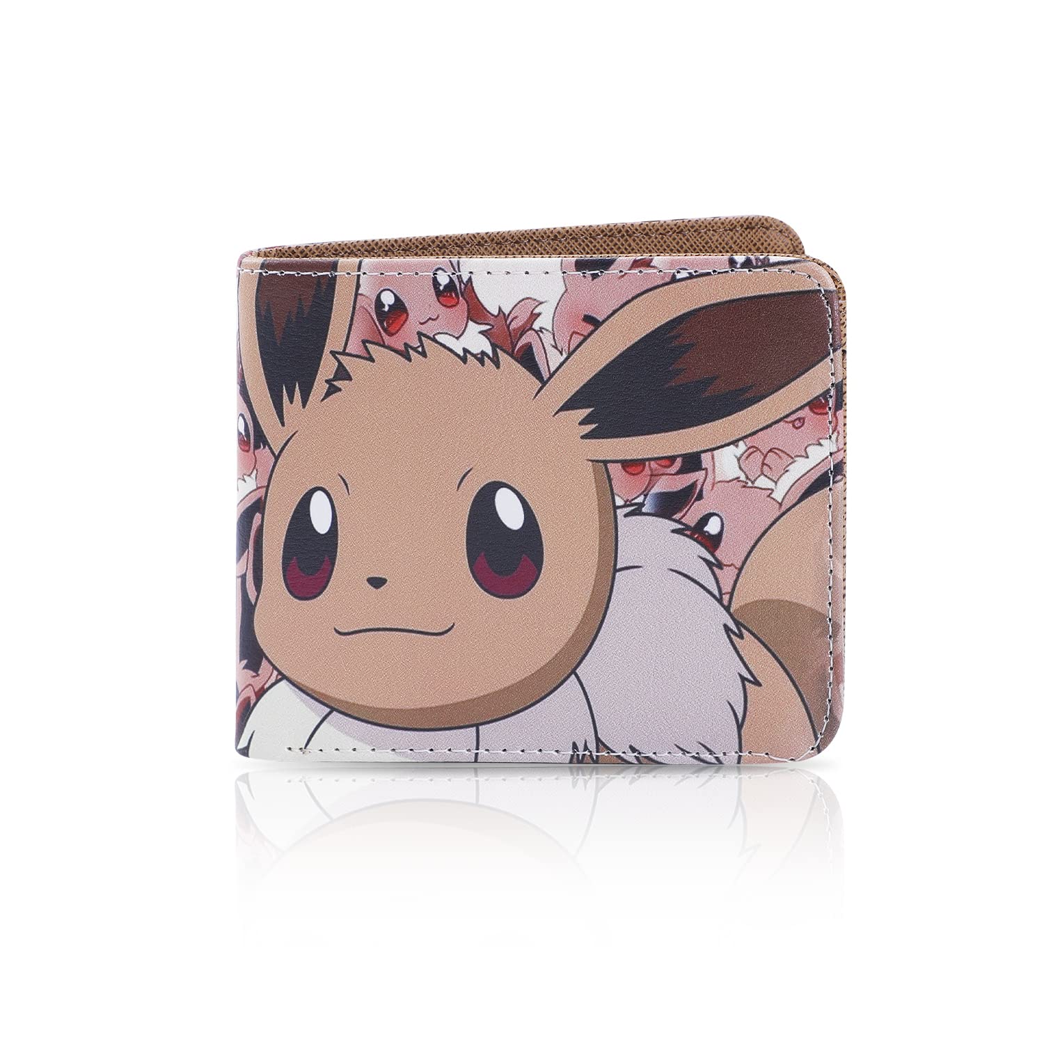 G-Ahora Anime Eevee Bifold Leather Wallet - Cute Pokemon Eevee Credit Card Holder & Coin Purse for Teens, Boys, Girls - Perfect for School, Travel, and Everyday Use