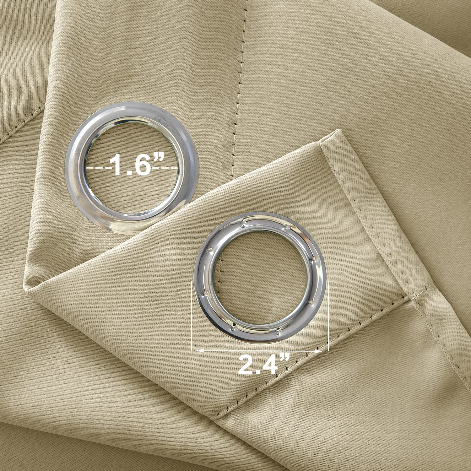 XTMYI 2 Panels Grommet Short Curtains for Bedroom & Living Room - Thermal Insulated Heat Reflective Sun Blocking Neutral Bay Window Curtains, 48 Inch Length, Beige - Perfect for Energy Efficiency and Privacy in Home Decor