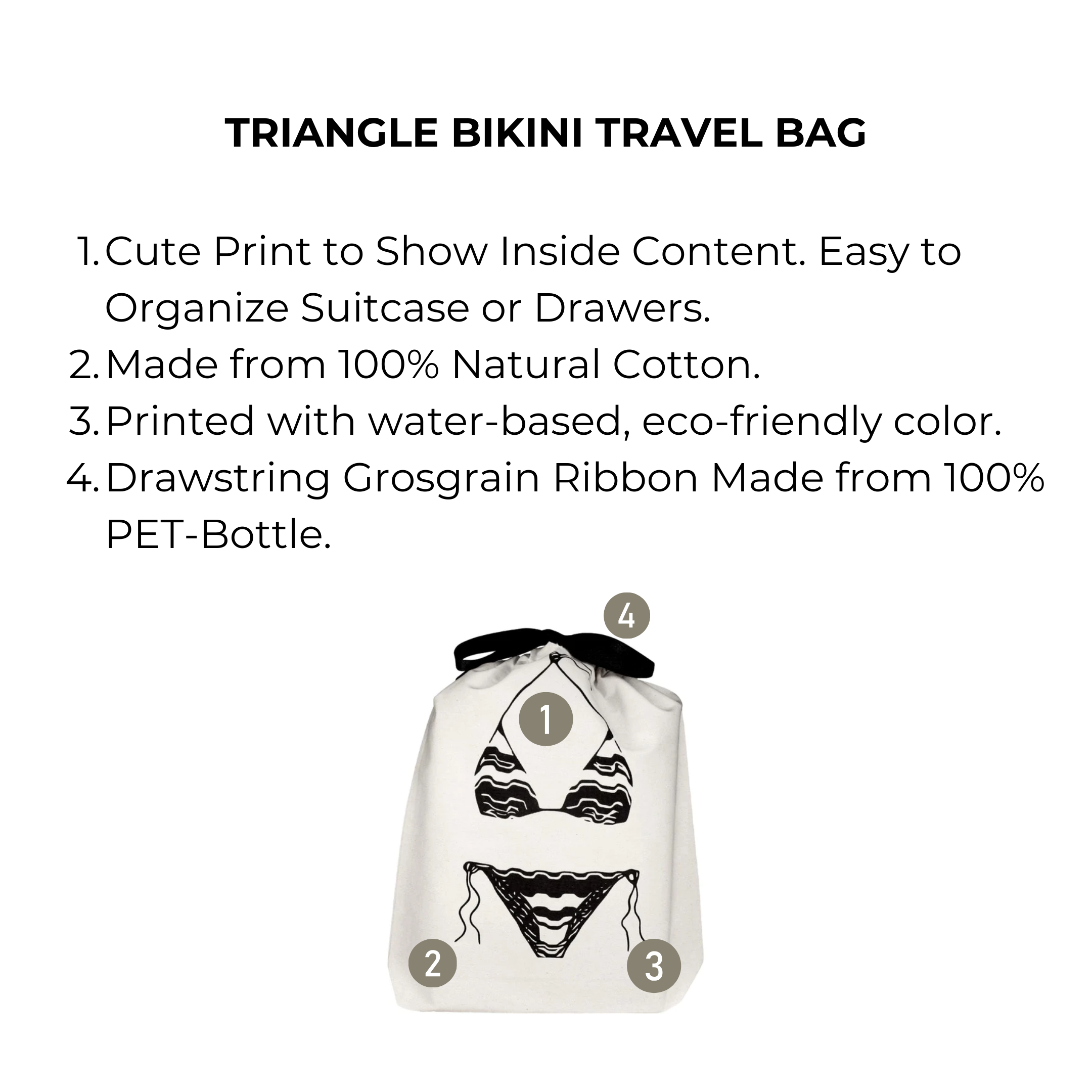 Premium Triangle Bikini Travel Bag - Cream Color Swimwear Organizer for Beach Vacation, Pool Party & Summer Getaways