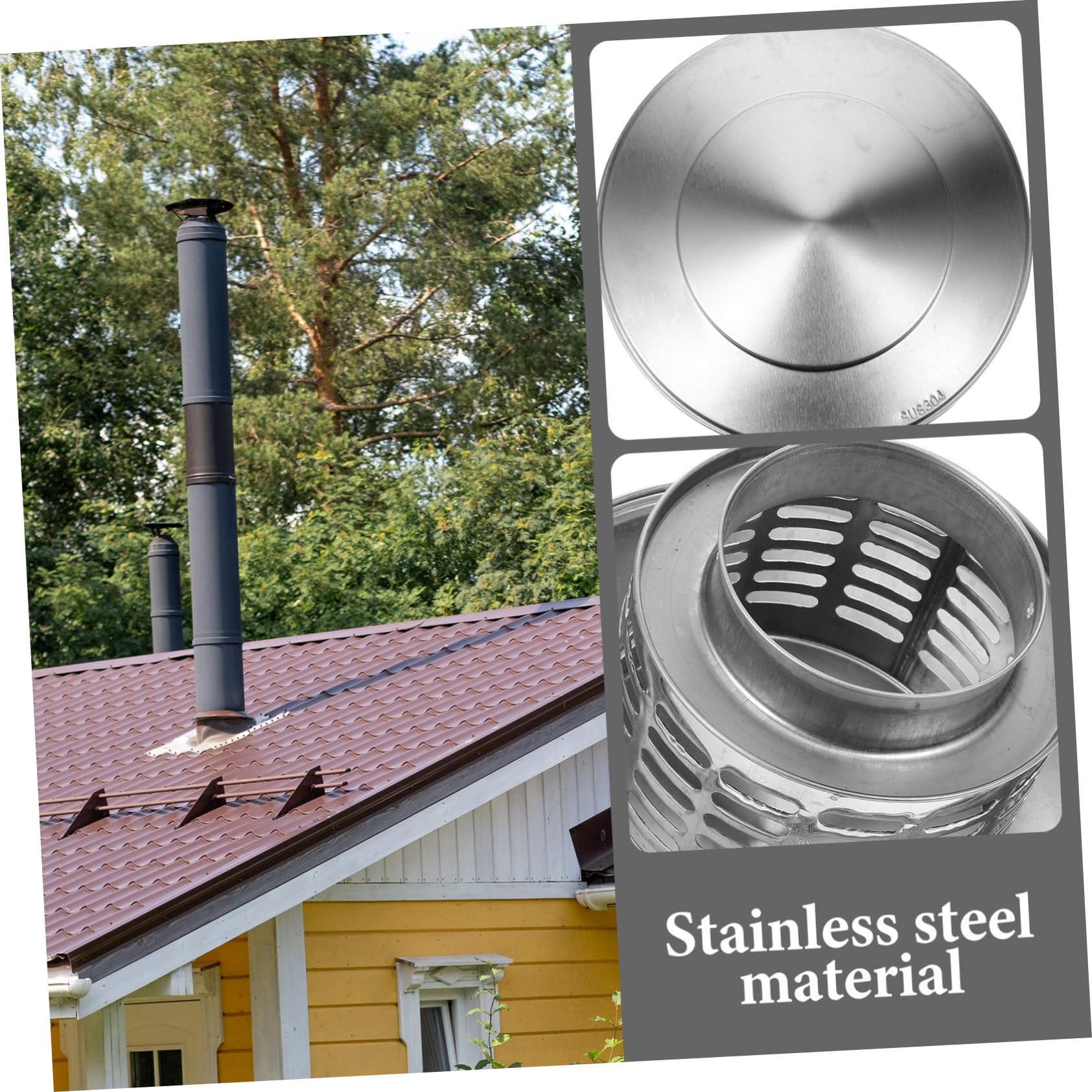 Stainless Steel Chimney Cap & Stove Pipe Topper - Weatherproof Chimney Vent Cover & Flue Cap for Wood Stove - Perfect for Fireplace Protection & Outdoor Use