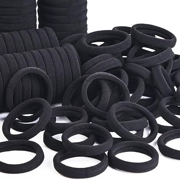 30pcs Black Hair Rubber Bands - Soft Elastic Scrunchies for Women & Girls, Gentle No-Hurt Hair Ties for Ponytails & Braids (Perfect for Toddlers, School, Work & Gym)