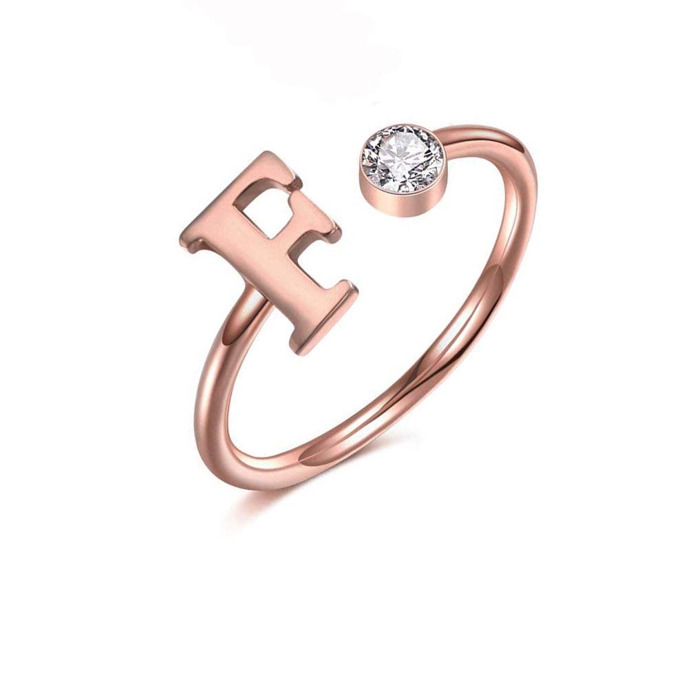 Personalized Rose Gold Initial Letter Ring A-Z Stackable Ring for Women - Custom Name Ring, Dainty Alphabet Jewelry Gift for Her - Perfect for Birthdays, Anniversaries & Everyday Layering