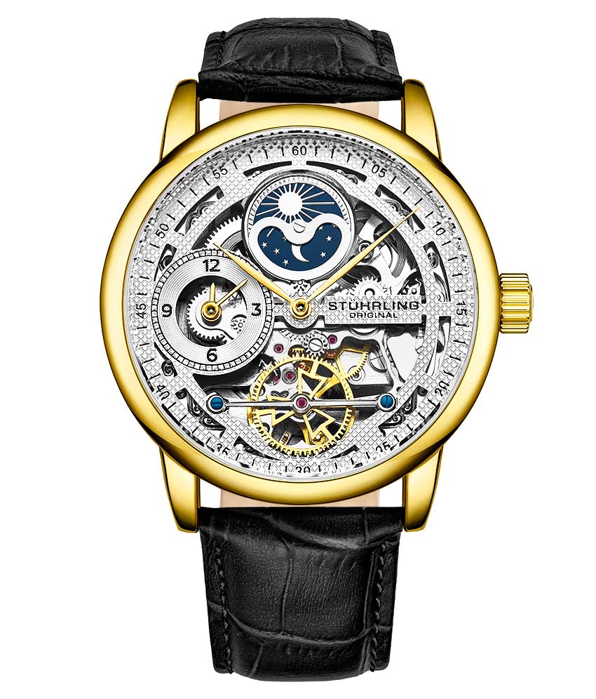 3917 Automatic 43mm Skeleton Dual Time Men's Watch - Stylish Mechanical Timepiece for Business Travel & Formal Occasions