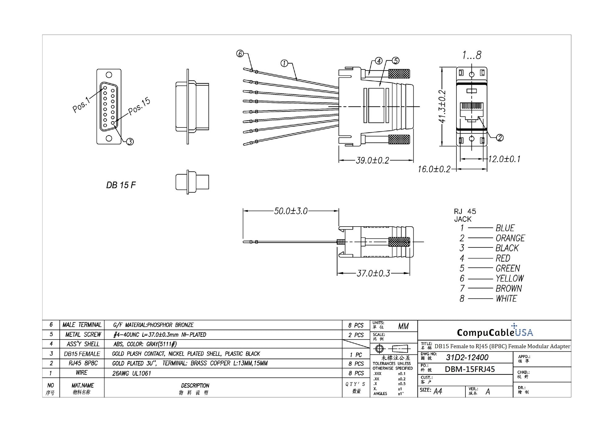 10-Pack DB15 Female to RJ45 (8P8C) Female Modular Adapter - Gray | Computer Network & Telecom Equipment Connector for Server Rooms, Data Centers & Office Wiring