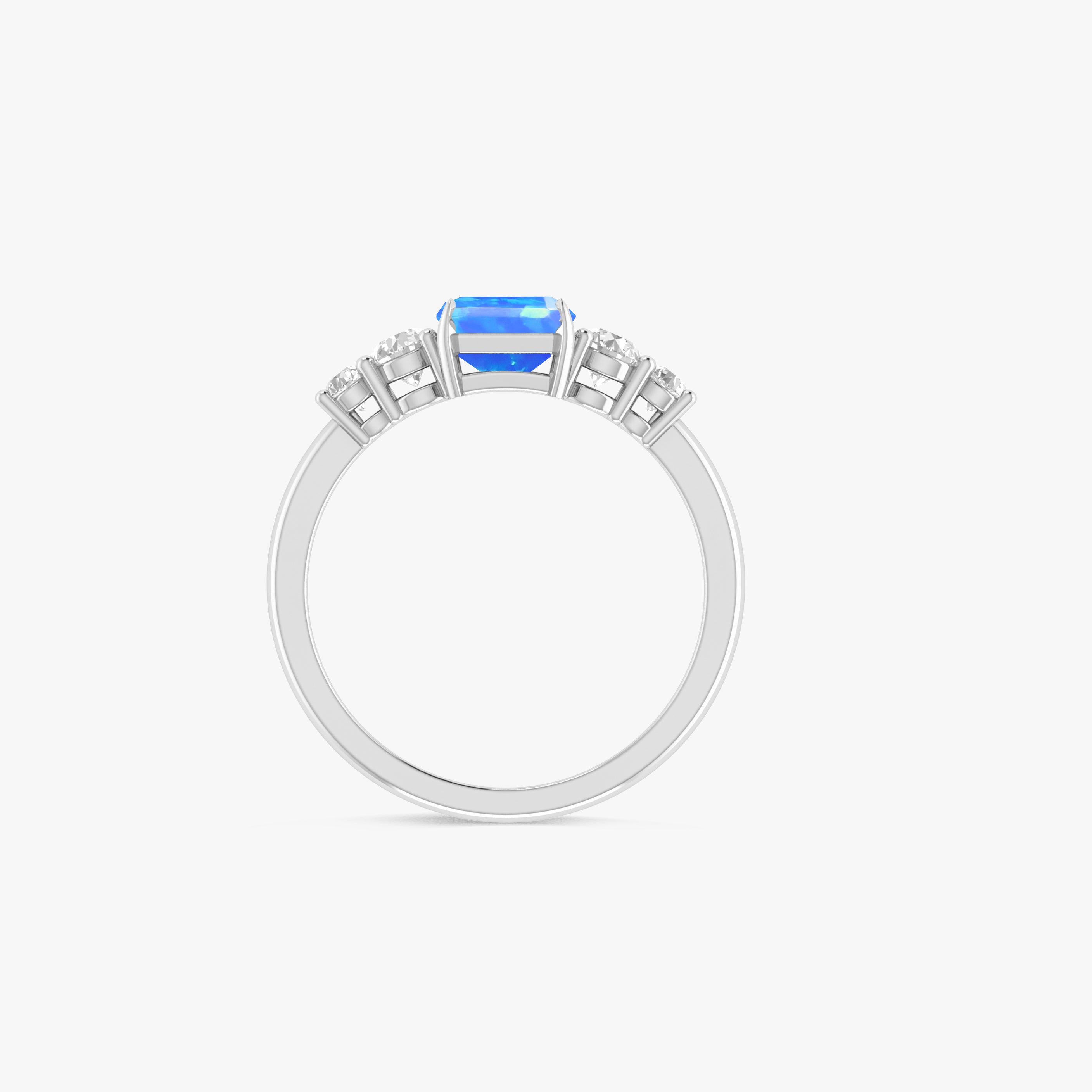 Blue Natural Fire Faceted Octagon Opal Ring for Women | Handmade Sterling Silver Jewelry | Perfect for Engagement, Wedding & Special Occasions