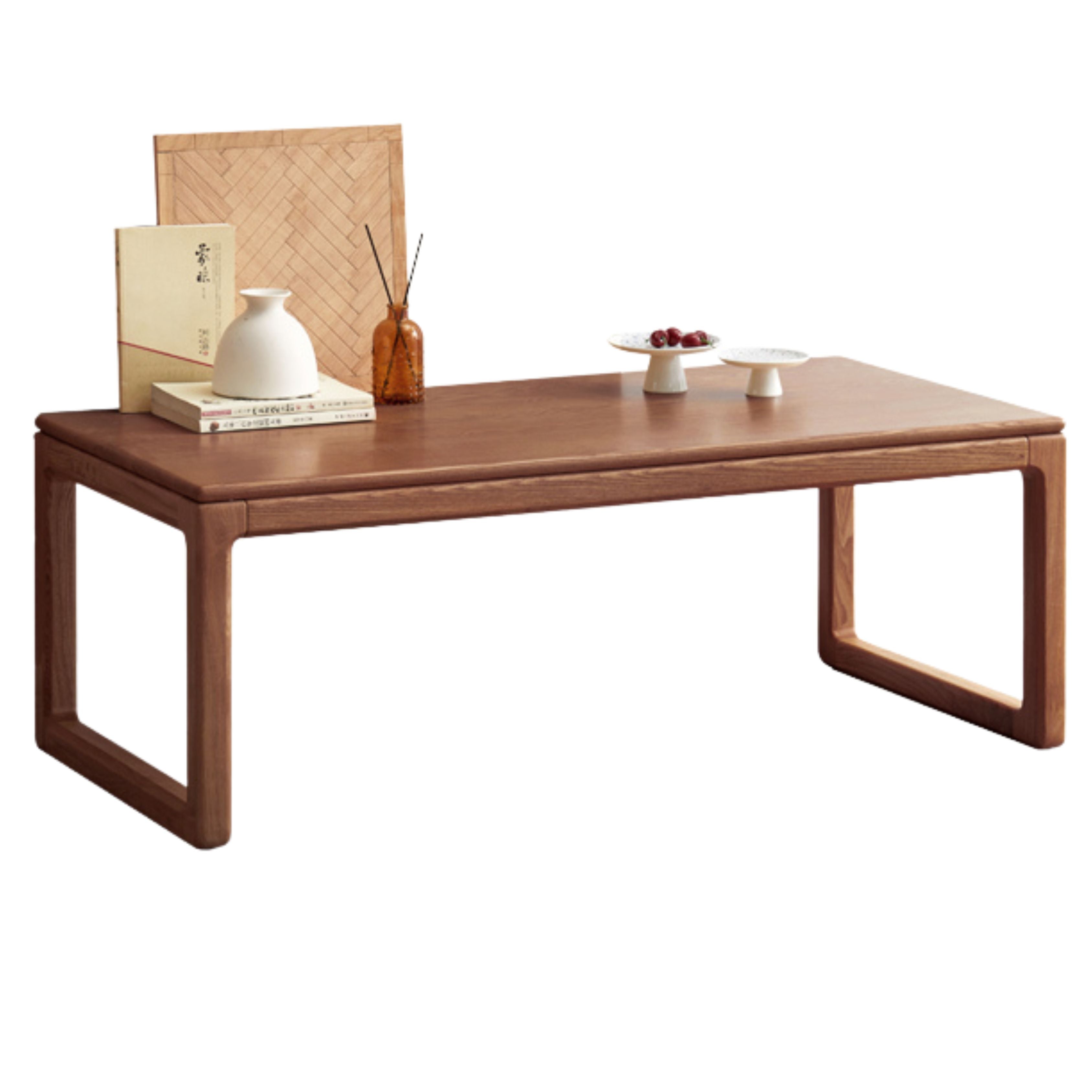 Japanese Style Solid Wood Tea Table - Oak, Black Walnut, Ash - Handcrafted Zen Coffee Table for Living Room, Meditation & Tea Ceremony
