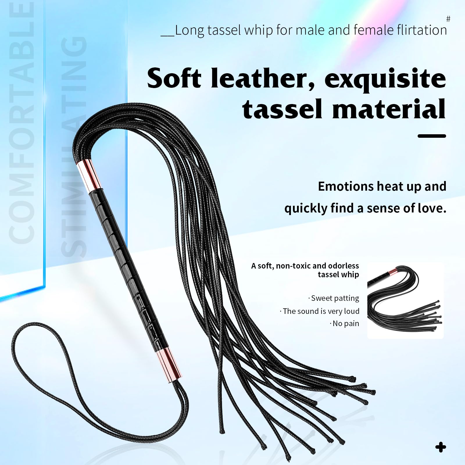 Premium Faux Leather BDSM Whip for Couples - Gold Bondage Flogger, Spanking Paddle & S&M Toy for Adults - Sensual Role Play, Fetish & Flirt Tool - Perfect for Bedroom Play, BDSM Scenes & Romantic Nights