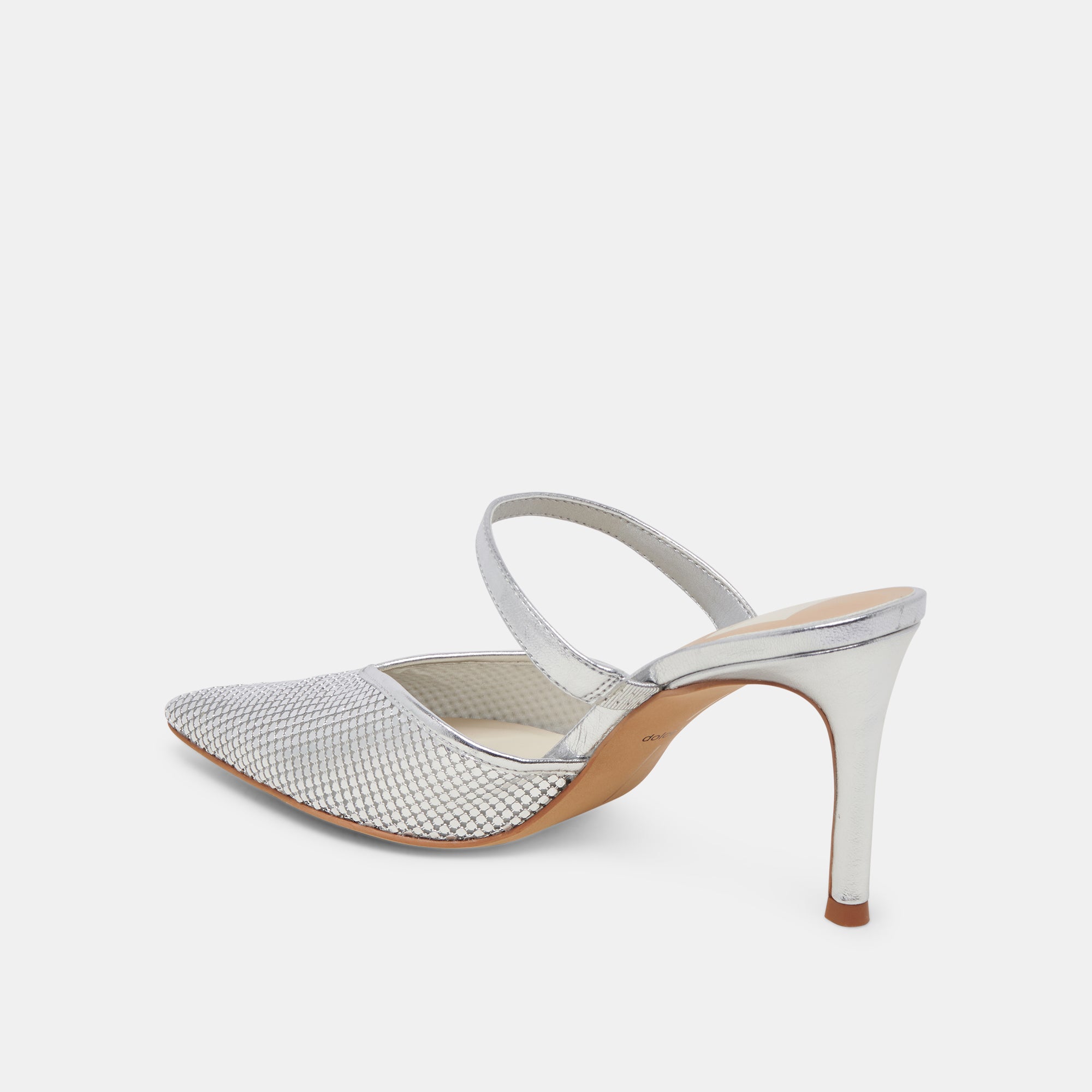 KANIKA Silver Metallic Mesh Heels for Women - Elegant High Heel Sandals for Parties, Weddings & Evening Events