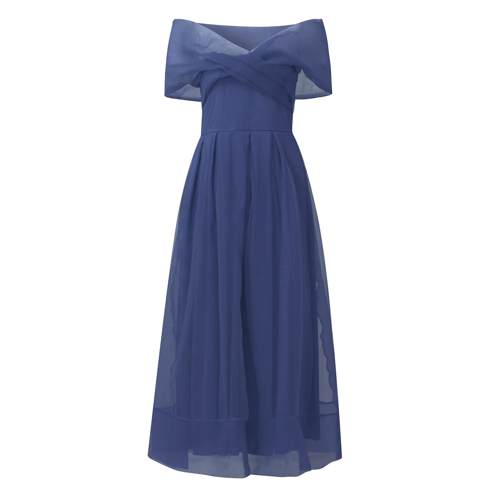 Sexy Strapless Low Cut Backless Summer Dress for Women - Solid Color Pleated Swing Waist Tie Slimming Dress | Perfect for Beach Parties, Date Nights & Cocktail Events