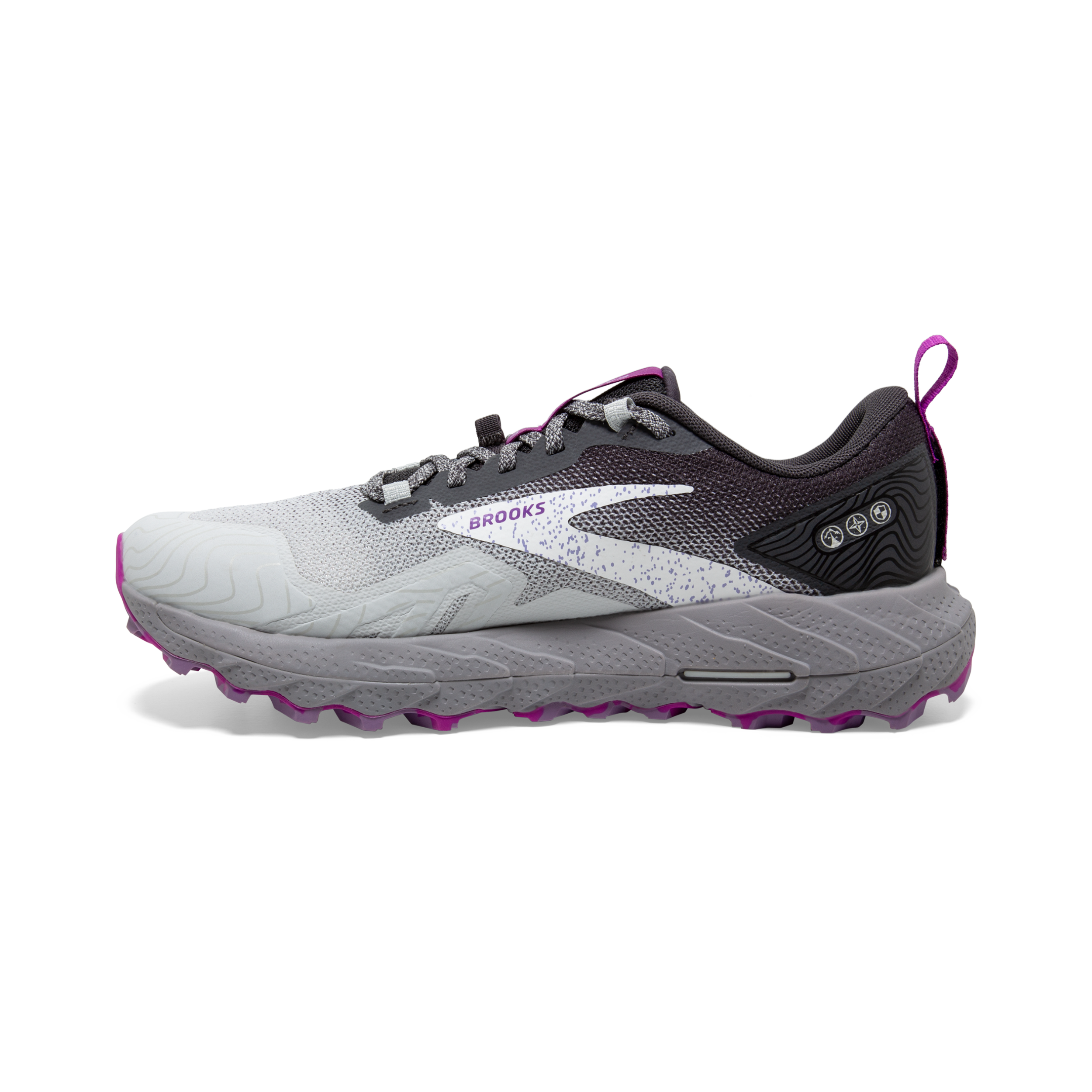 Brooks Cascadia 17 Women's Trail Running Shoes (D Width) - Oyster/Blackened Pearl/Purple | Lightweight & Durable for Hiking, Jogging & Outdoor Adventures