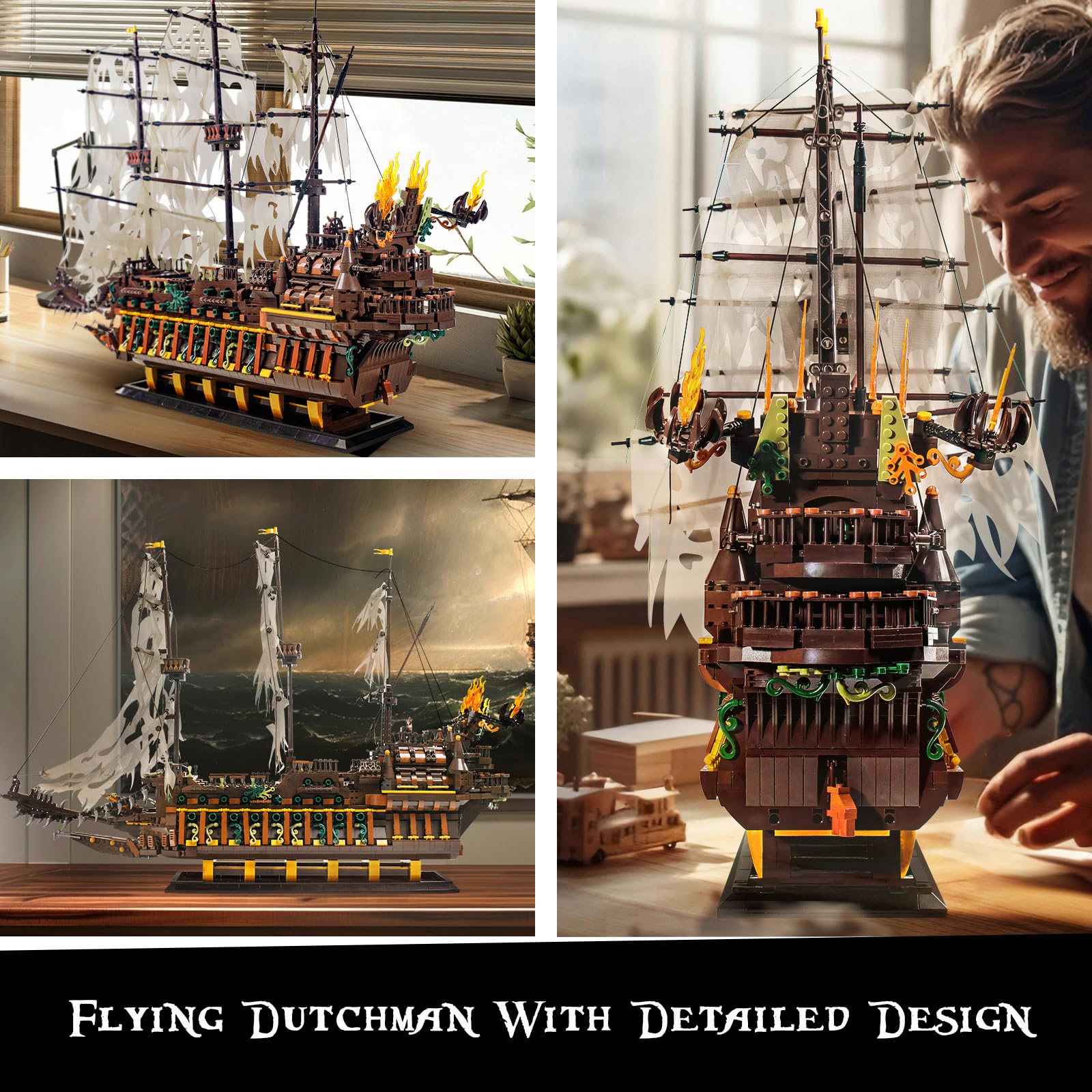 Mould King 13197 Pirate Ship Building Set - 4364 Piece MOC Flying Dutchman Model Boat, Advanced Construction Toy for Adults & Teens | Halloween Decor, Christmas Gift, Birthday Present, Collector's Item | Perfect for Home Display, Office Decoration & Model Ship Enthusiasts