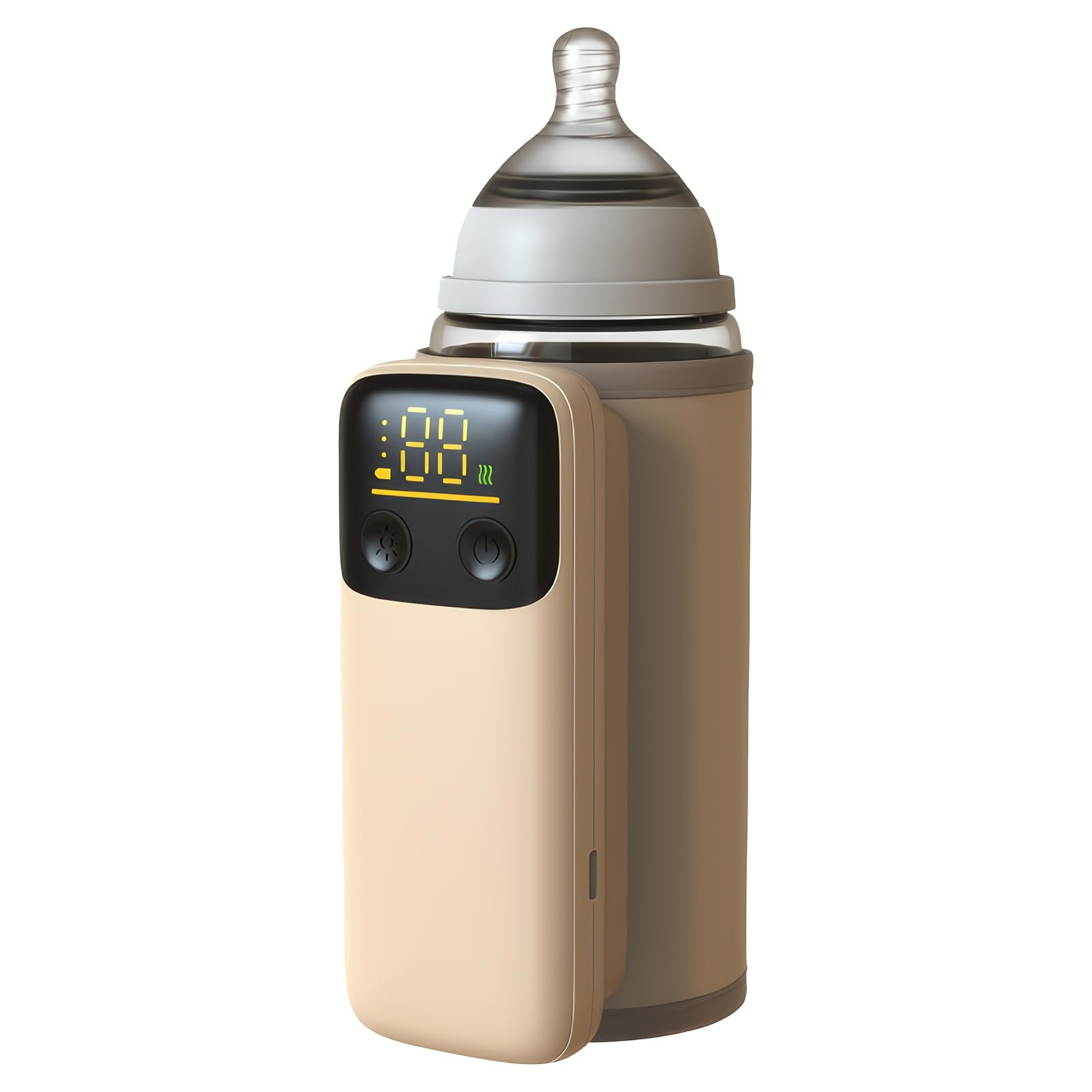 Portable Baby Bottle Warmer for Breastmilk & Formula - 18W Fast Heating Warmer with Temperature Display, 6000mAh Battery & Nightlight - Leakproof Travel Bottle Warmer for On-the-Go Parents (Perfect for Car, Travel, Night Feeding & Diaper Bag)