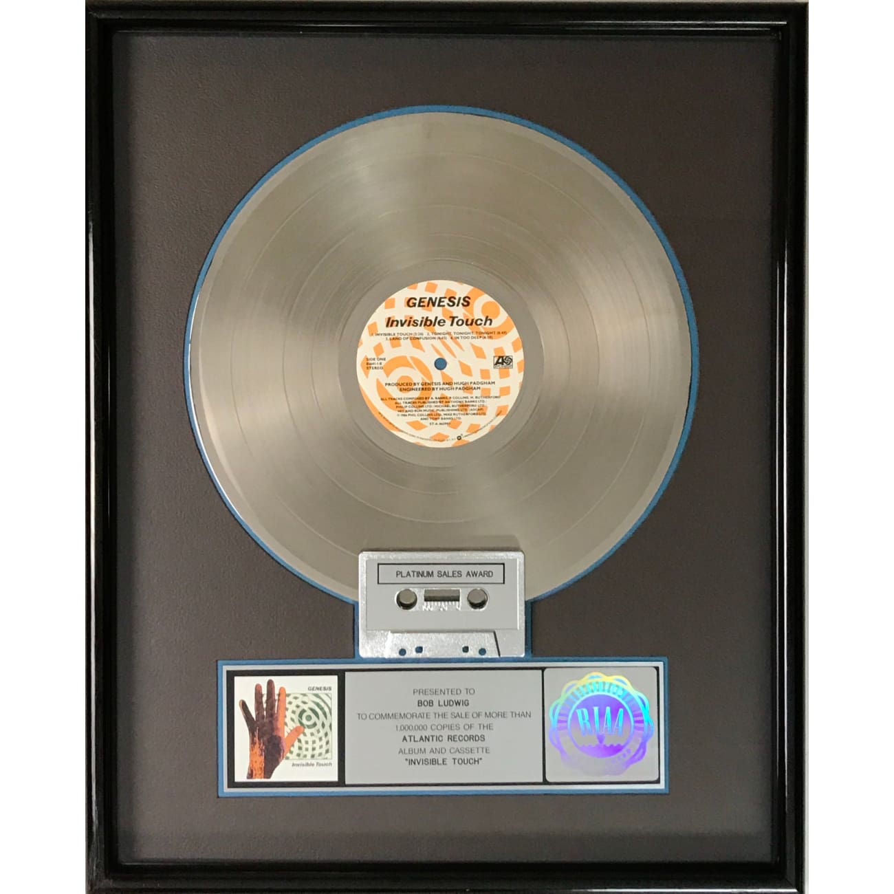 Genesis Invisible Touch RIAA Platinum Album Award - Official Music Collectible for Fans & Display - Perfect for Home Decor, Music Rooms & Gift Giving