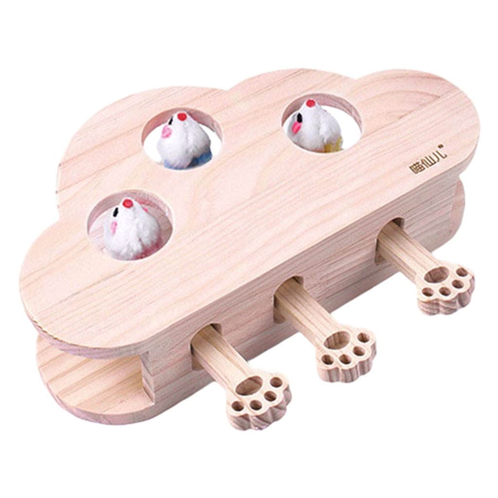 Fenteer Shape Cat Punch Game - Interactive Catch Mouse Toy, Solid Wooden Play Kit for Kids, Easy to Use, Perfect for Indoor Fun and Early Learning Activities