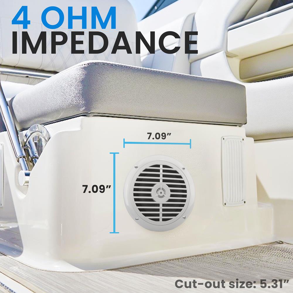 6.5 Inch Marine Component Speakers - Waterproof Boat Audio System for Outdoor & Marine Use - Perfect for Boats, ATVs, and RVs