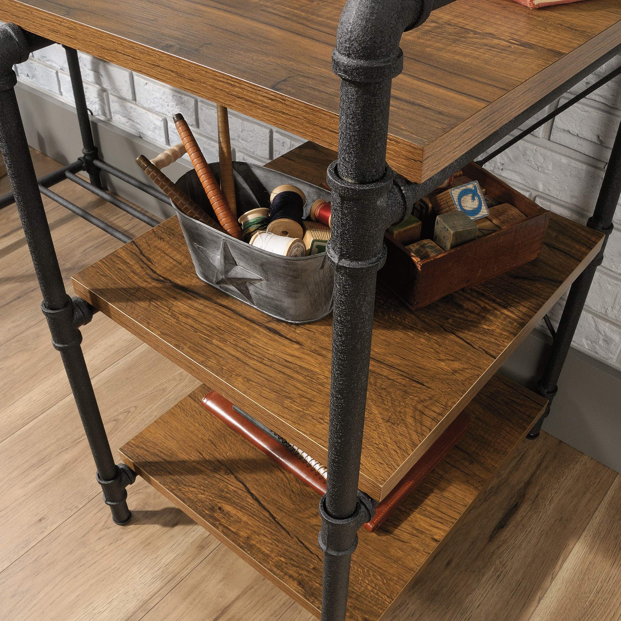 Sauder Iron City Desk - Modern Checked Oak Finish Home Office Desk for Study, Work & Writing | Durable & Stylish Workspace Solution