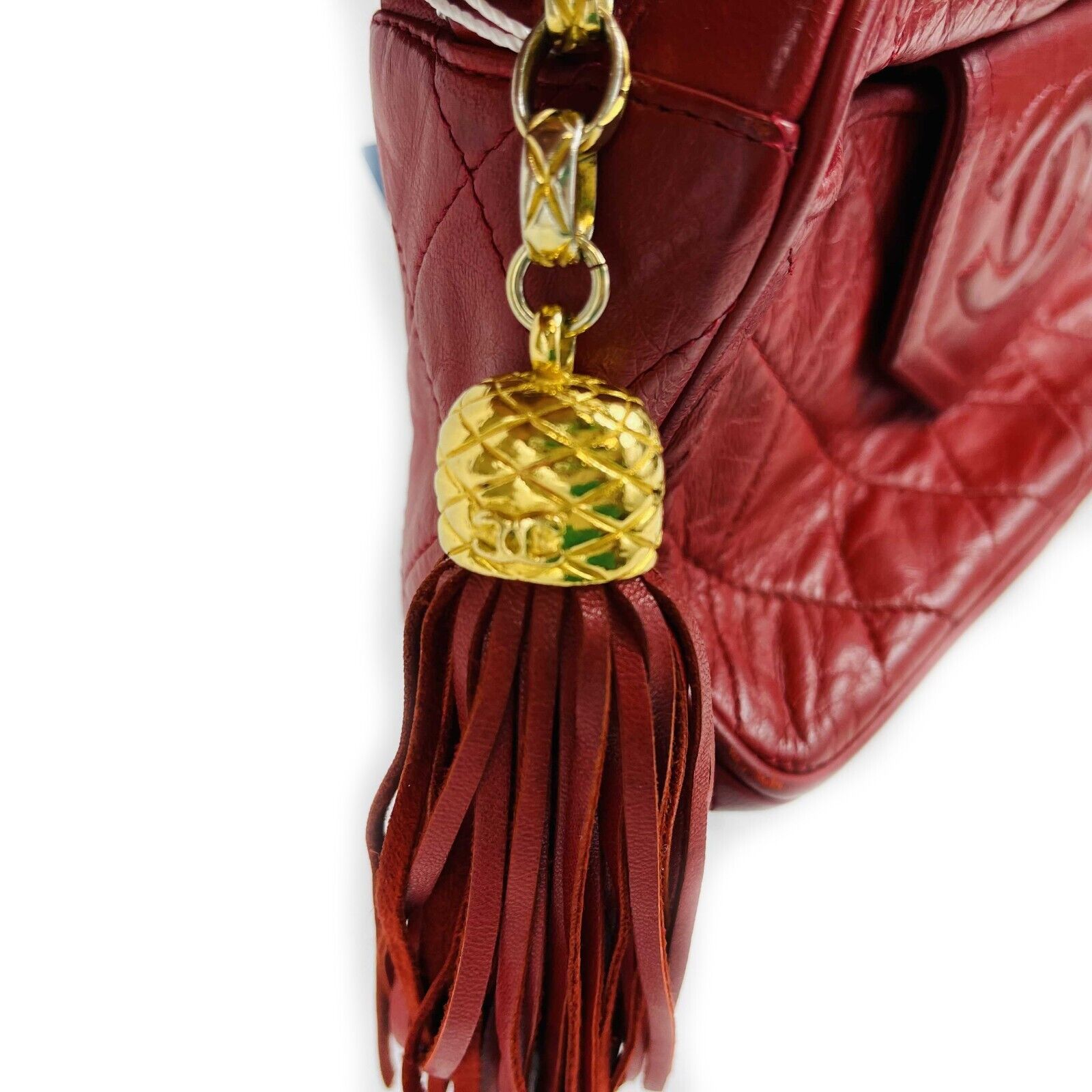 Vintage CHANEL CC Red Lambskin Gold Chain Tassel Camera Crossbody Bag for Women | Luxury Designer Shoulder Bag for Parties, Dating & Special Occasions