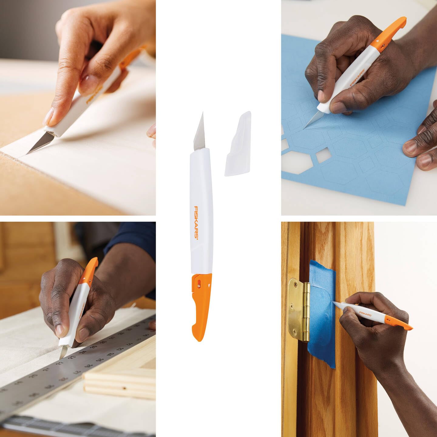 Fiskars Premium Precision Art Knife No.11 - High-Quality Steel Craft Knife with Ergonomic Plastic Handle (15.5cm Total Length) - Includes 1 No.11 Blade - White & Orange Design - Perfect for Scrapbooking, Model Making, and Detailed Crafting Projects (Model 1024386)