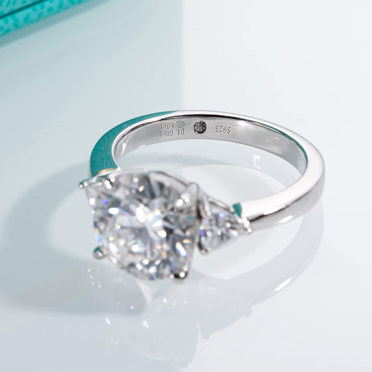 AnuClub 3 Stone Moissanite Engagement Ring - D Color VVS1 Clarity, Round/Emerald/Marquise Cut, 925 Sterling Silver Wedding Band for Women | Perfect for Proposals, Anniversaries & Romantic Gifts