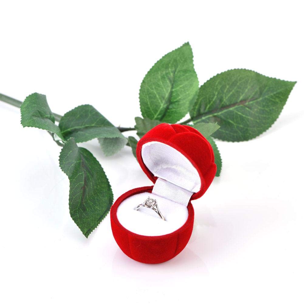 HEEPDD Red Rose Ring Box - Romantic Rose-Shaped Jewelry Box for Engagement, Wedding & Proposals - Perfect Gift for Girlfriend, Lover on Valentine's Day (Use for Surprise Proposals, Anniversary Gifts & Romantic Occasions)