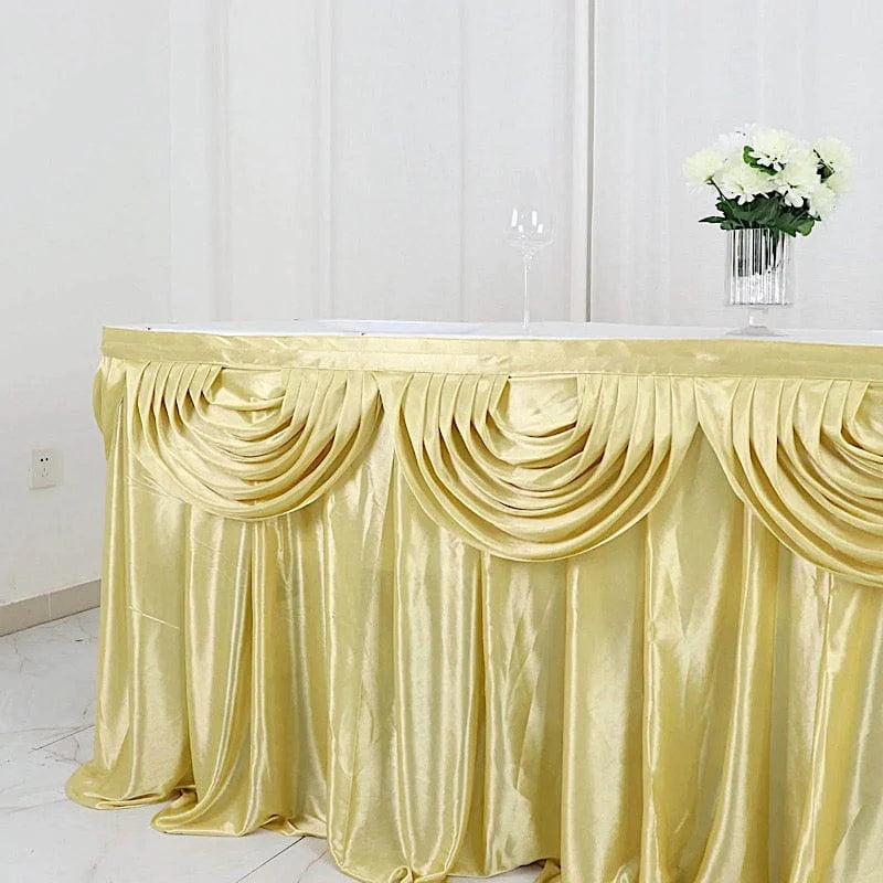 Elegant Satin Table Skirt - Classic Drape Tablecloth for Wedding, Banquet & Party Decor - Perfect for Formal Events & Home Decorations