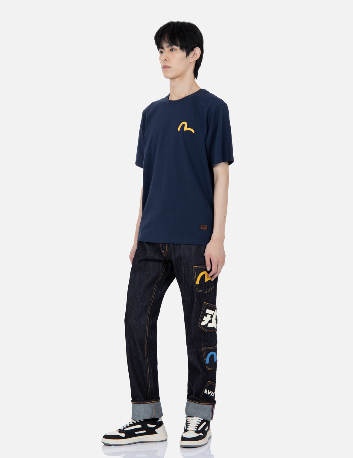 Logo Print Multi-Pocket Regular Fit Denim Jeans #2010 - Stylish Casual Pants for Men & Women | Perfect for Everyday Wear, Work & Outings