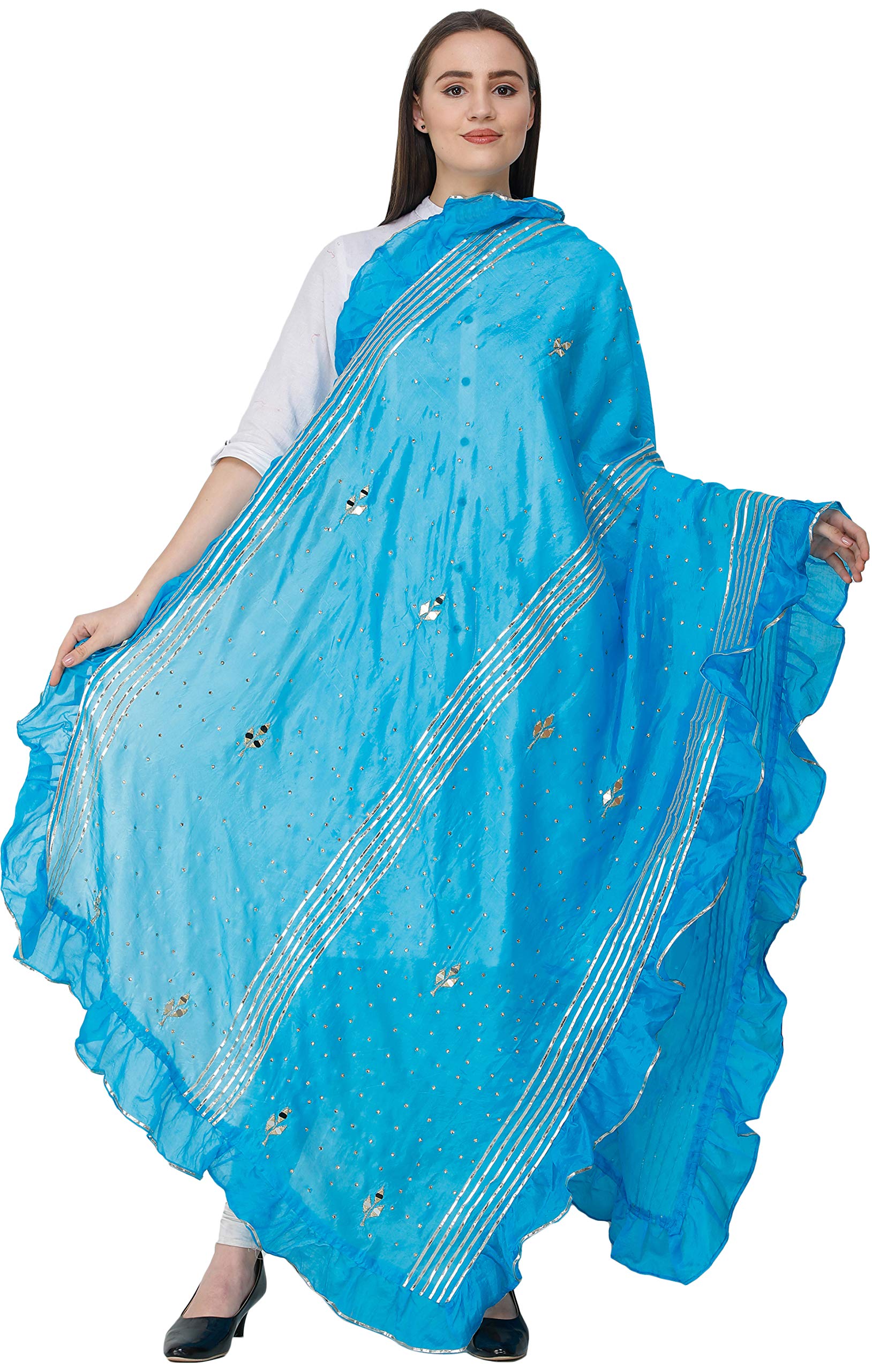 Elegant Amritsar Dupatta with Gota Patches & Frill Border - Premium Art Silk Scarf for Women - Perfect for Weddings, Parties & Ethnic Fashion