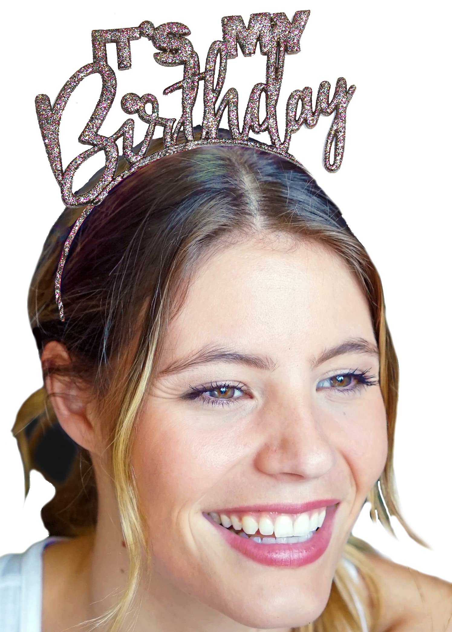 Sparkly Rhinestone Sash Birthday Crown Headband for Women - Elegant 