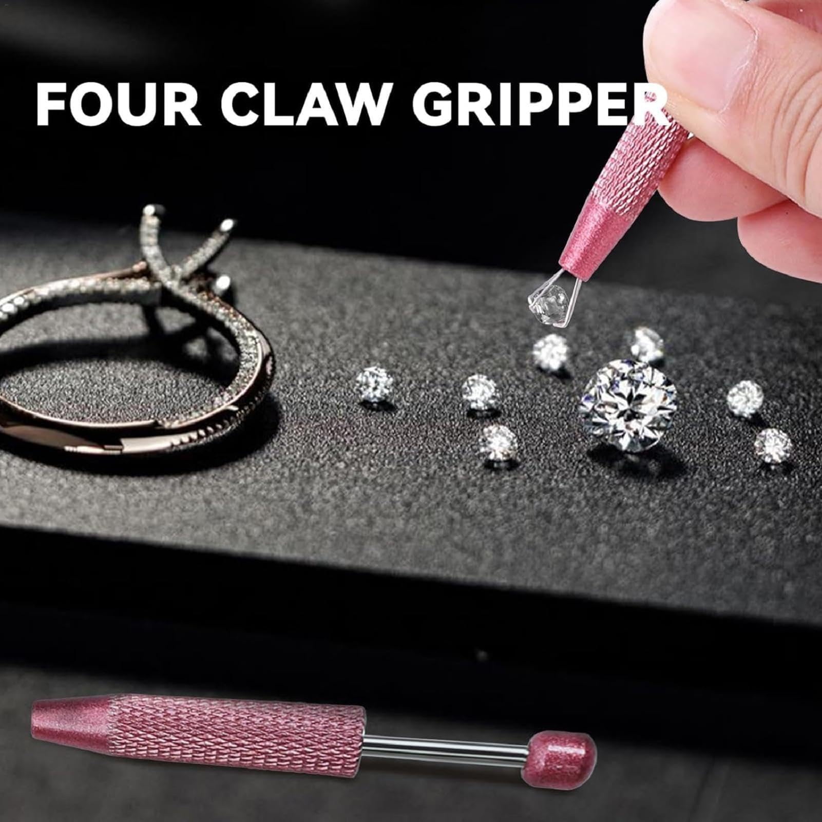 2 Pack Small Jewelry Grabber Tool - 4 Prongs BGA Chip Pick & Jewelry Tweezers for Piercing Ball, Diamond Gems & Prong Setting - Perfect for Jewelers, Watch Repair & Electronics Assembly