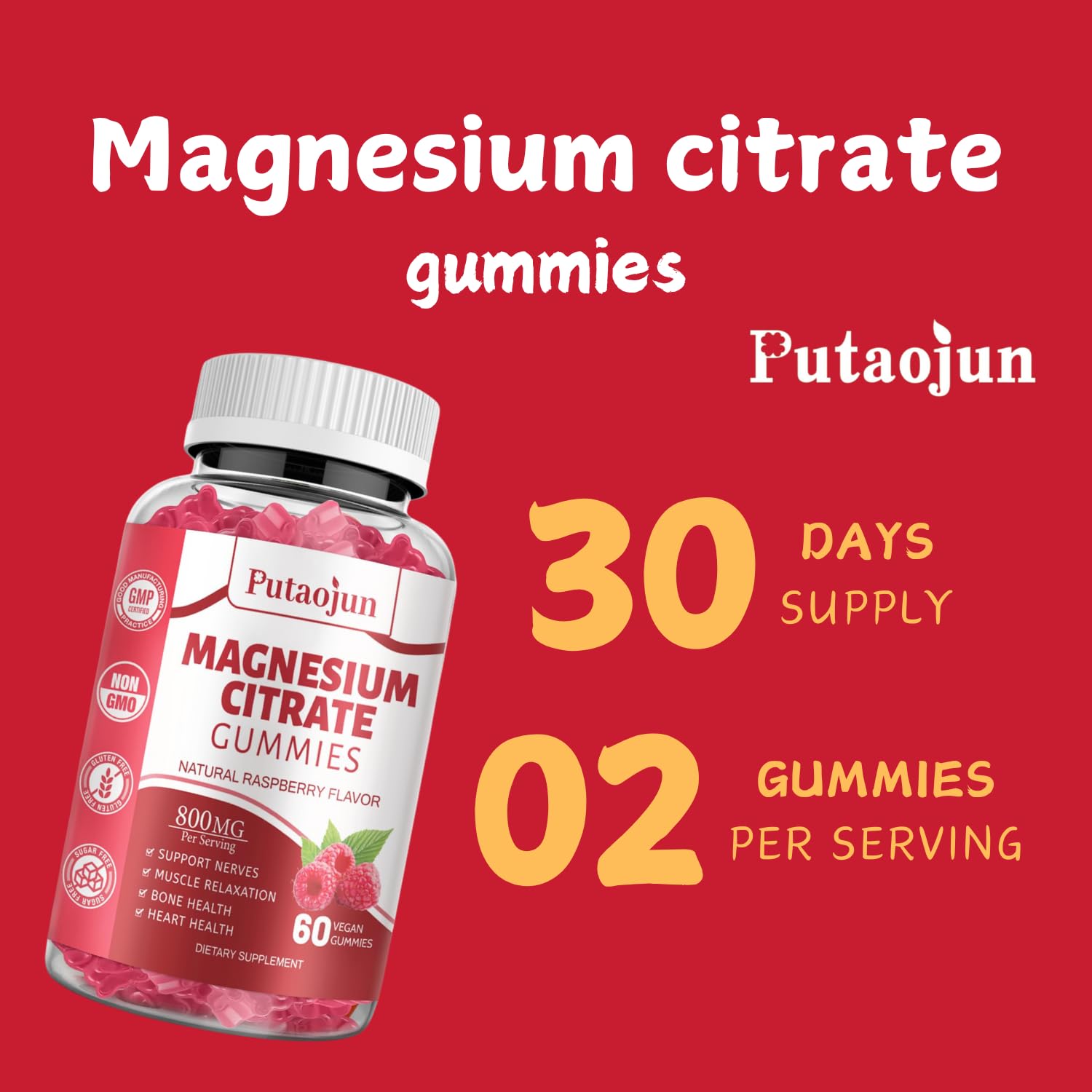 Best Magnesium Citrate Gummies for Women - High Absorption Vegan & Non-GMO Magnesium Supplement - 240 Raspberry Flavored Gummies (2 Packs) - Supports Sleep, Stress Relief & Muscle Recovery