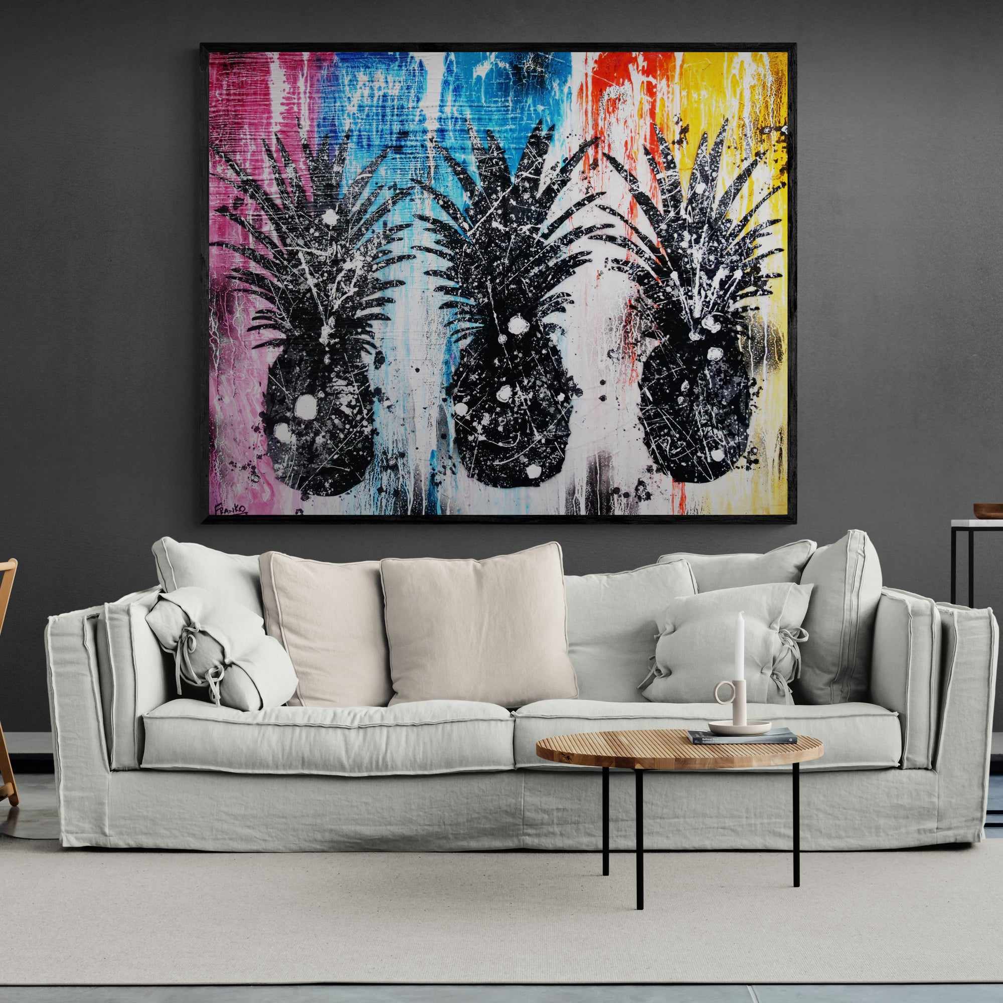 120cm x 150cm Pineapple Textured Urban Pop Art Canvas Painting - Modern Home Decor for Living Room, Bedroom & Office Wall Art
