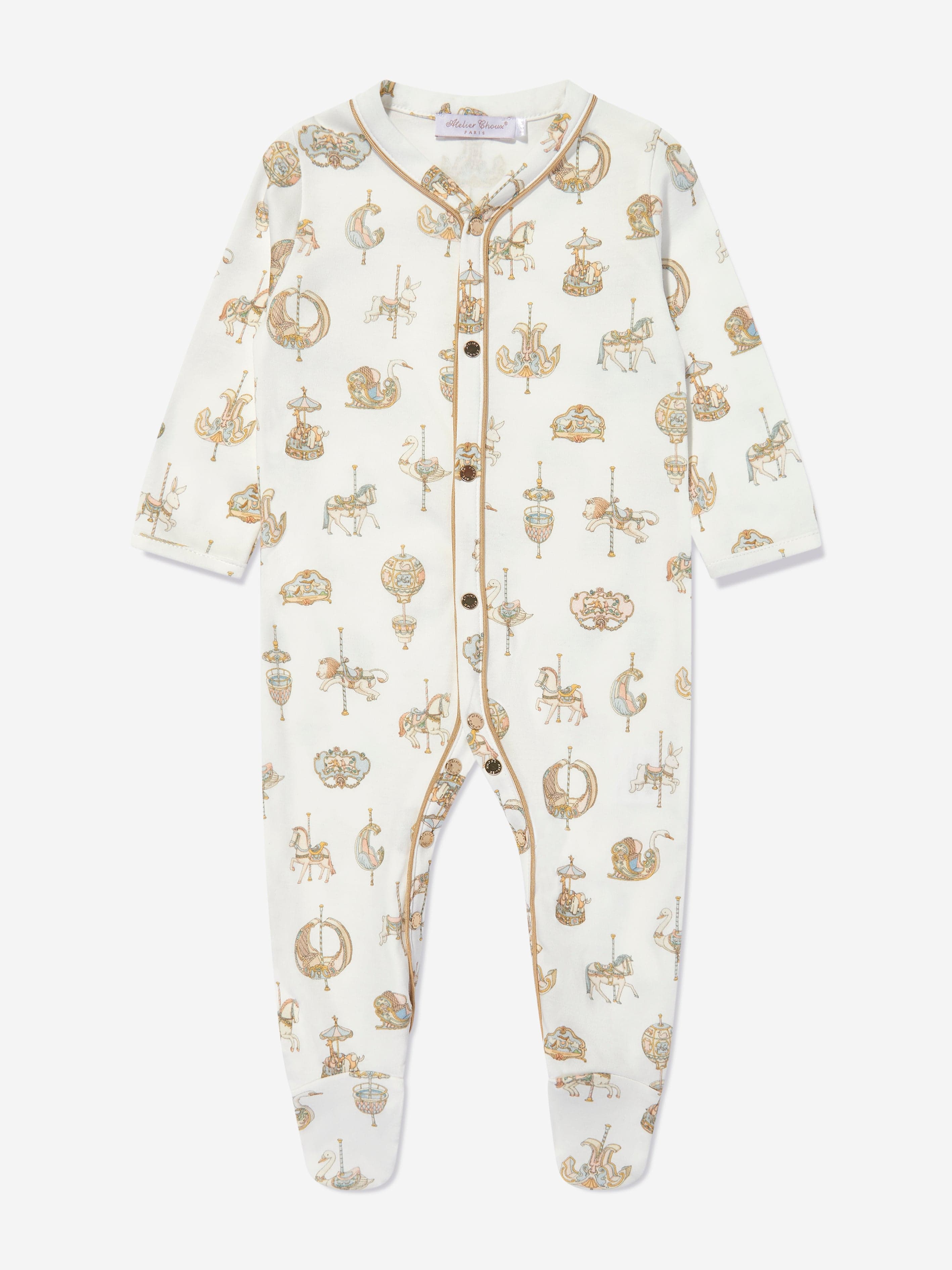 Atelier Choux Baby Boys Carousel Gift Set - Blue Cotton Swaddle Blanket & Romper | Perfect Baby Shower, Newborn Photo Shoot & Nursery Decor Gift