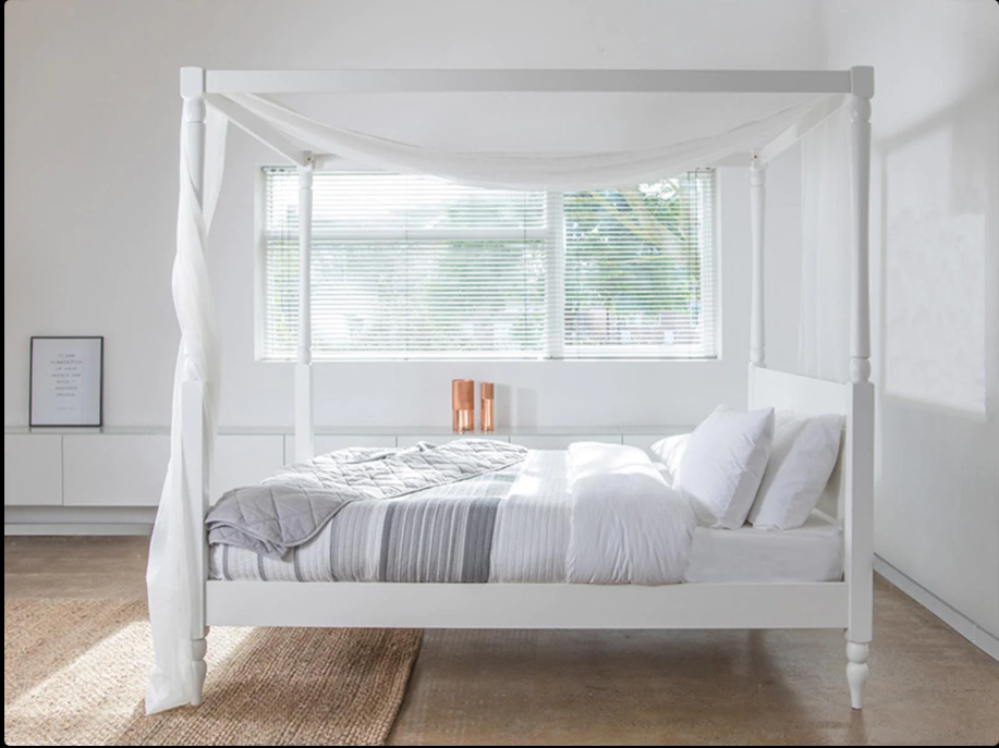 French Arched Solid Wood King Size Bed Frame - White | Elegant Bedroom Furniture for Master Bedroom & Guest Room Decor