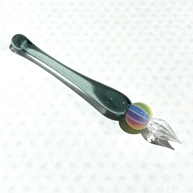 Japanese Glass Dip Pen - Rainbow Ball & Light Blue Green Colors, Perfect Calligraphy & Handwriting Tool for Writers, Artists, and Journaling Enthusiasts | Ideal for Lettering, Sketching, and Creative Writing Gifts