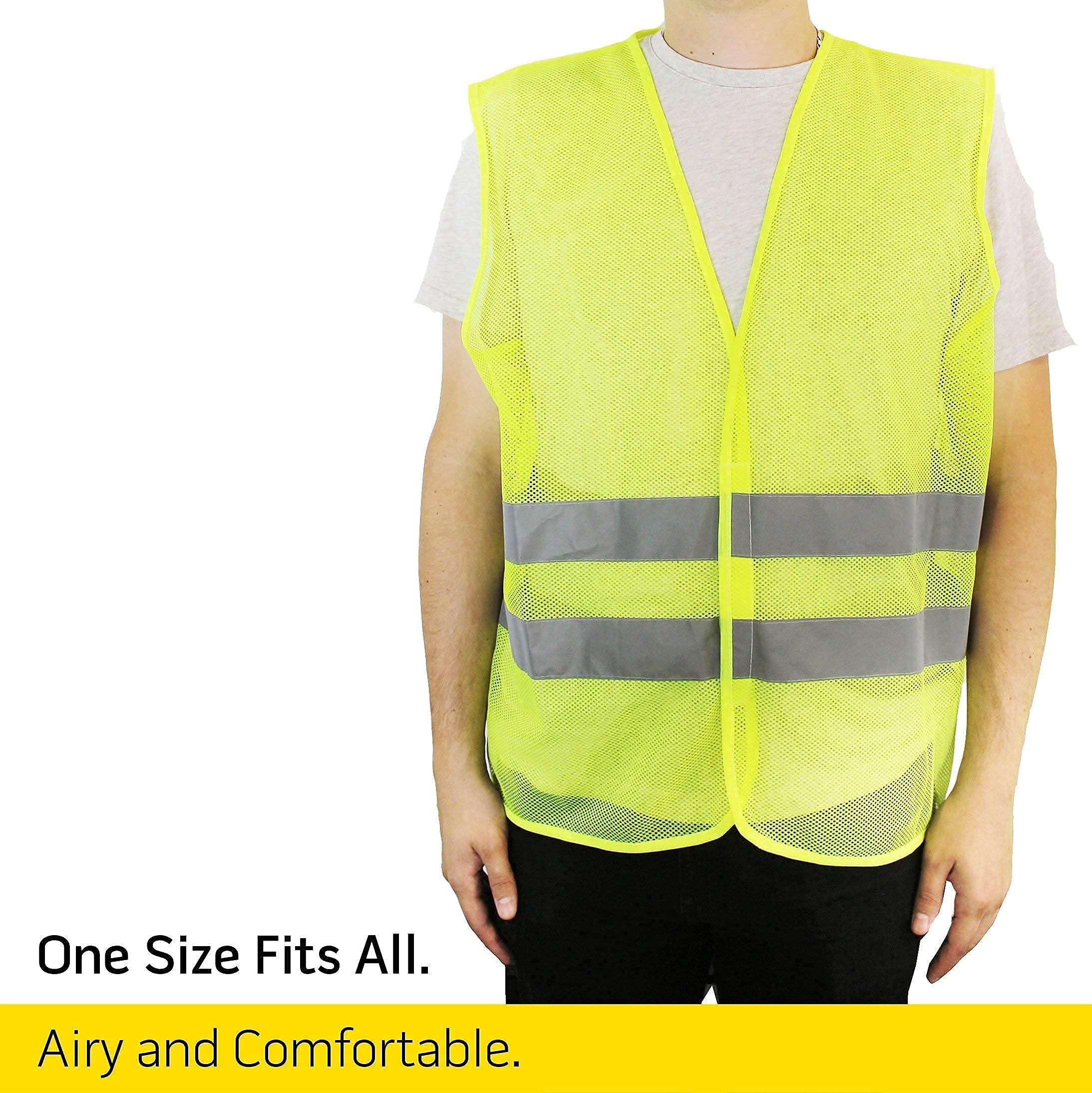 40-Piece Safety Vest Variety Pack - 10 Yellow Mesh, 10 Orange Mesh, 10 Yellow Pocket Knitted, 10 Orange Pocket Knitted Vests for Construction, Road Work & Emergency Crews