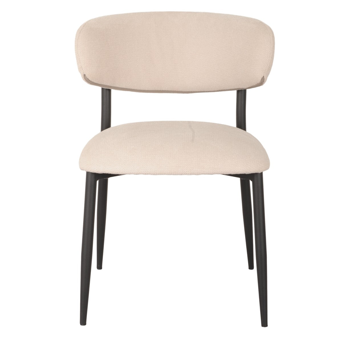 Modern Beige Dining Chairs Set of 2 - Comfortable Upholstered Kitchen Chairs with Wooden Legs - Perfect for Dining Room, Kitchen, Breakfast Nook & Small Spaces
