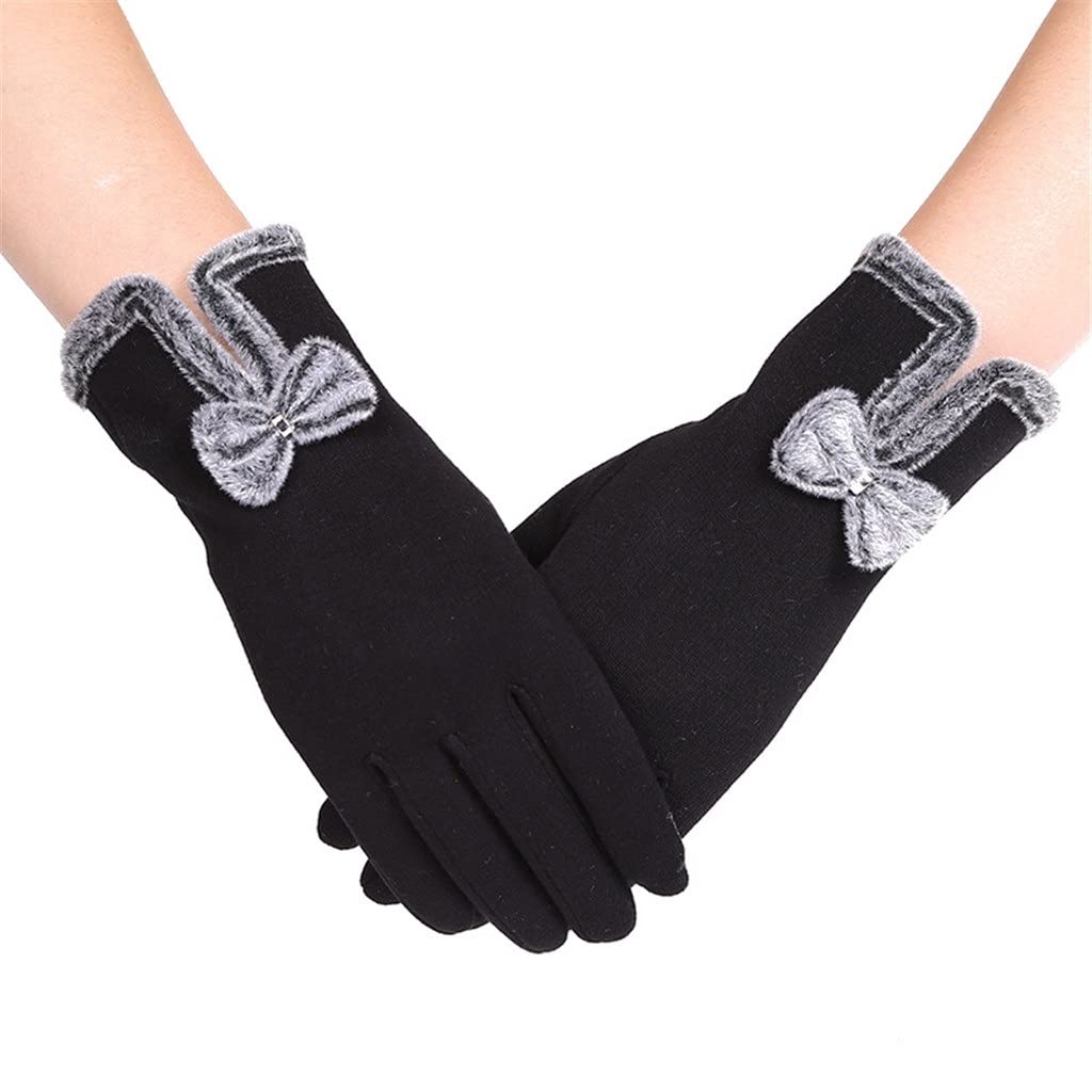 Touch Screen Winter Gloves for Women - Warm Knit Gloves with Phone Compatibility, Outdoor Cold Weather Mittens for Ladies (Black) - Perfect for Driving, Skiing & Daily Winter Use
