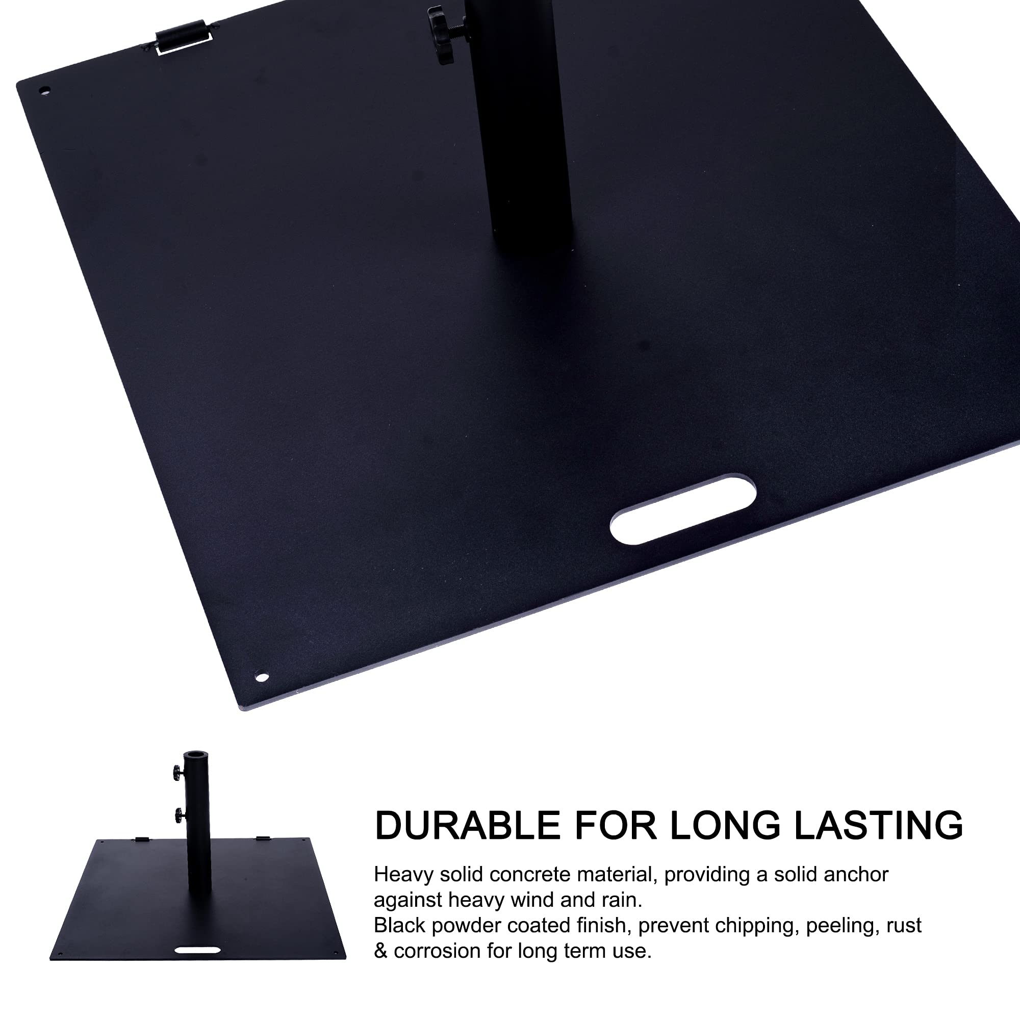Heavy Duty 42 LBS Rolling Outdoor Umbrella Stand - Square Steel Base for Patio, Deck & Garden - Black | Portable Weighted Stand for Market Umbrellas, Perfect for Poolside, Backyard & Commercial Use
