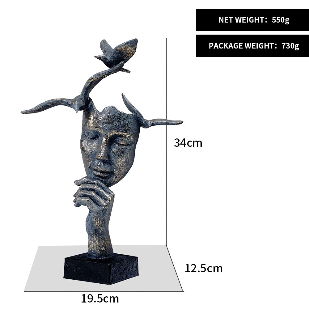 Silent Thinker Statue - Rustic Resin Abstract Sculpture for Home, Office & Piano Decor | Handcrafted Figurine for Entrance, Study & Meditation Spaces