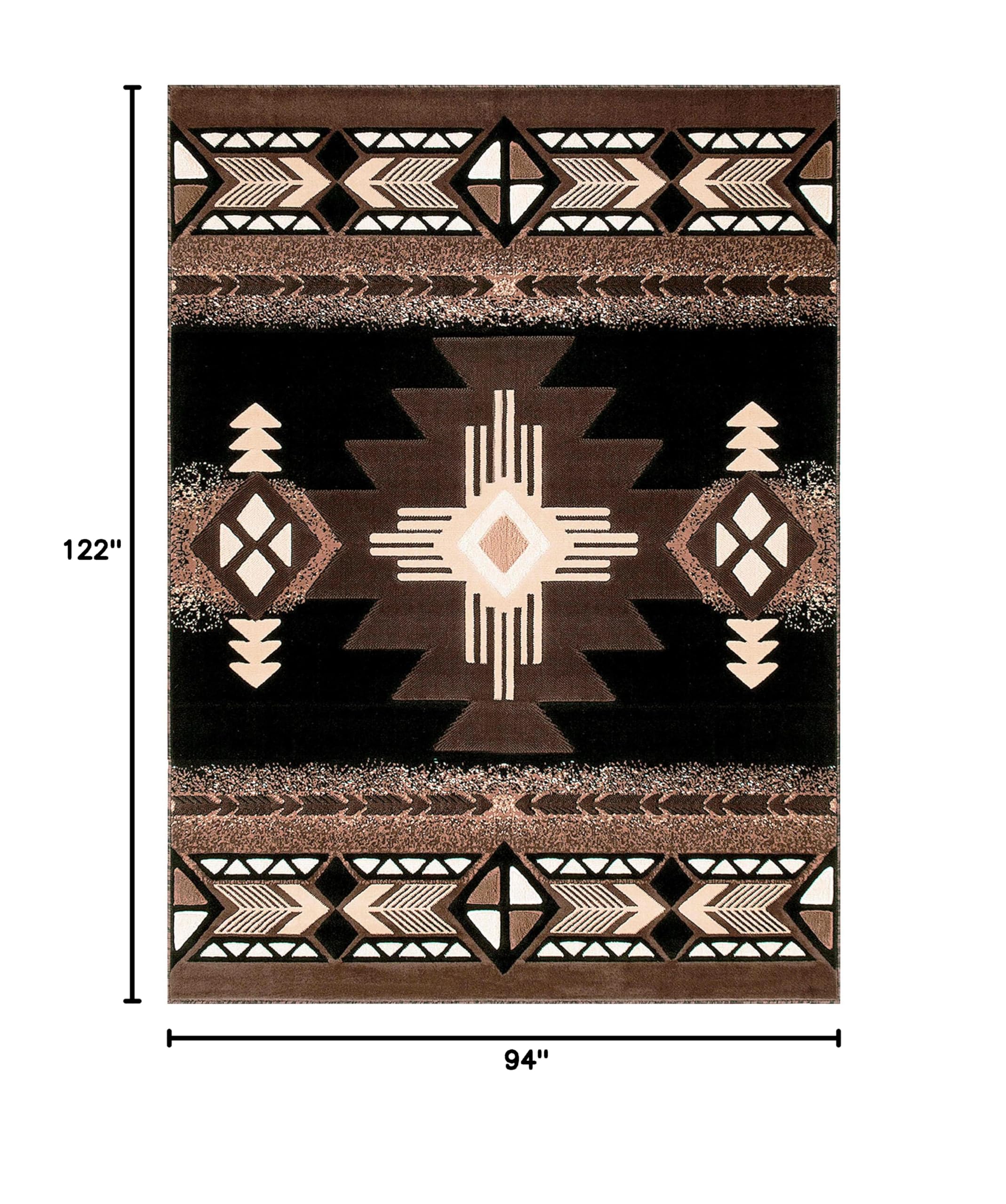 Modern Contemporary Cabin Rugs - Black, Beige, Brown - Soft & Durable Area Rugs for Living Room, Bedroom, and Cabin Decor