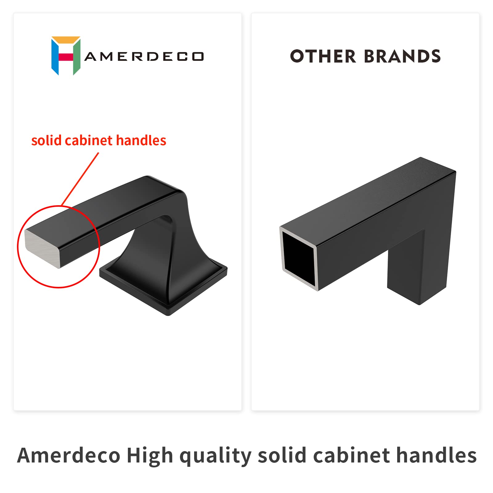 Amerdeco 6 Pack Brushed Nickel Cabinet Pulls 3.75 Inch (96mm) - Kitchen & Bathroom Hardware for Drawers & Dressers