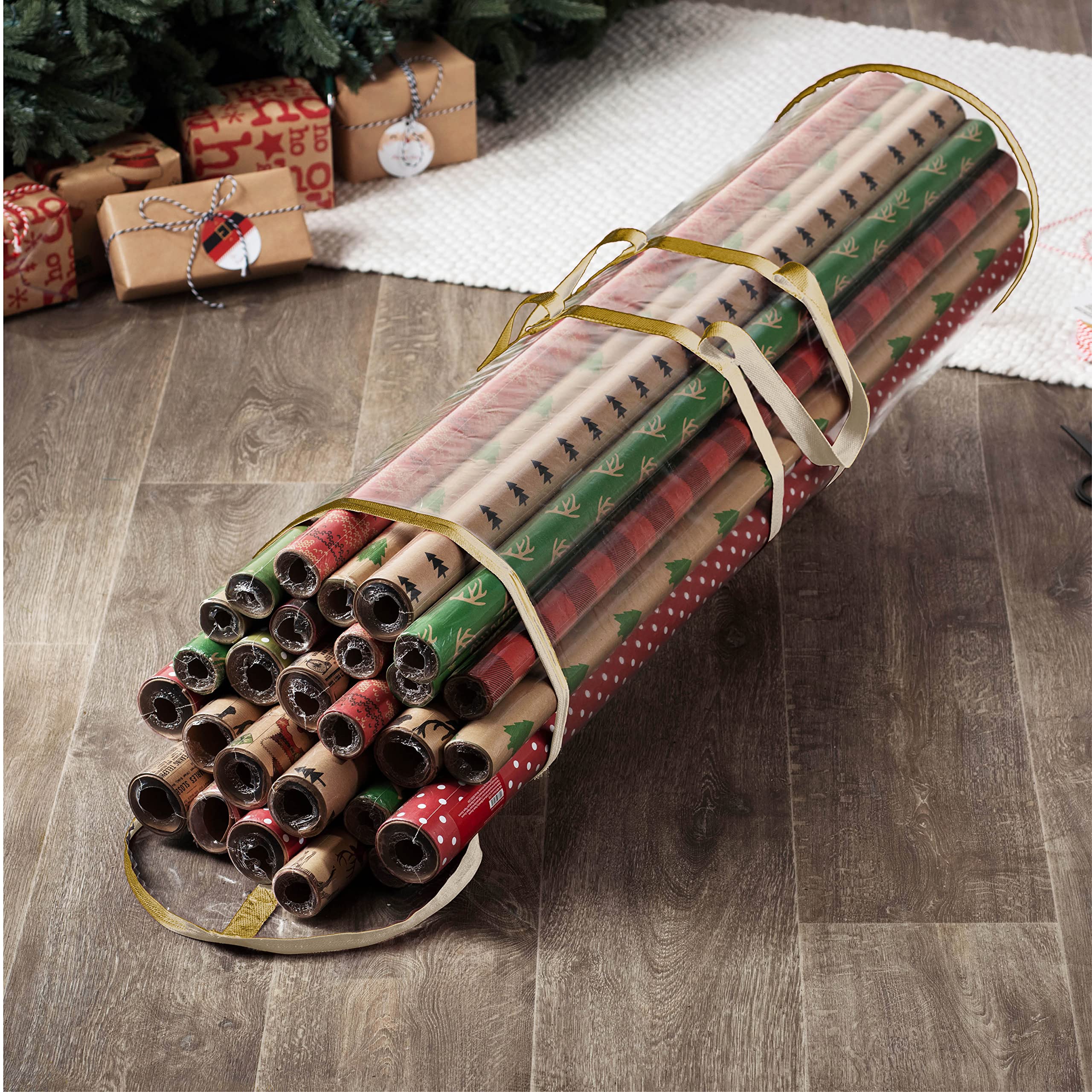 ZOBER 40-Inch Wrapping Paper Storage Container - Organizer Holds 25 Standard Rolls - Waterproof Gift Wrap Storage for Holidays, Birthdays & Home Organization