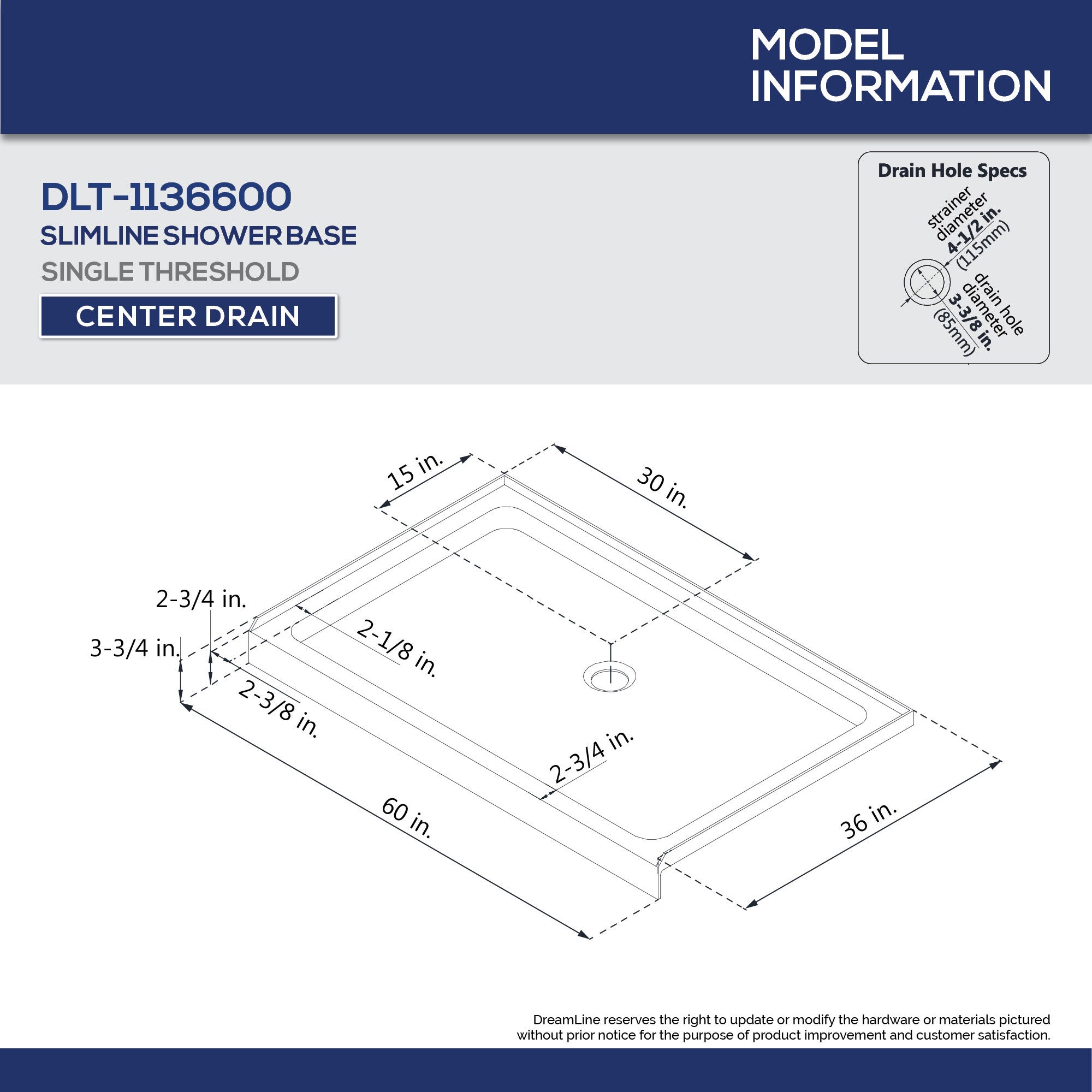 DreamLine Visions 36x60x74.75 Inch Semi-Frameless Sliding Shower Door with SlimLine Base Kit - Modern Bathroom Upgrade for Small Spaces & Walk-In Showers