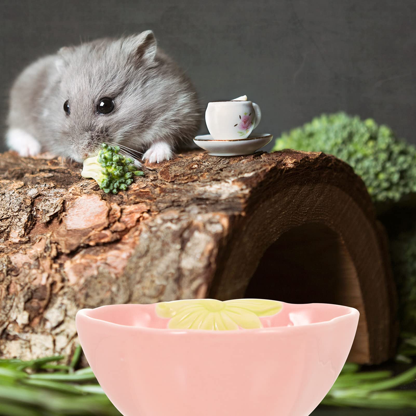 Ceramic Hamster Food Bowl - Cage Feeder & Water Dish for Small Pets - Perfect for Hamster Cages & Play Areas